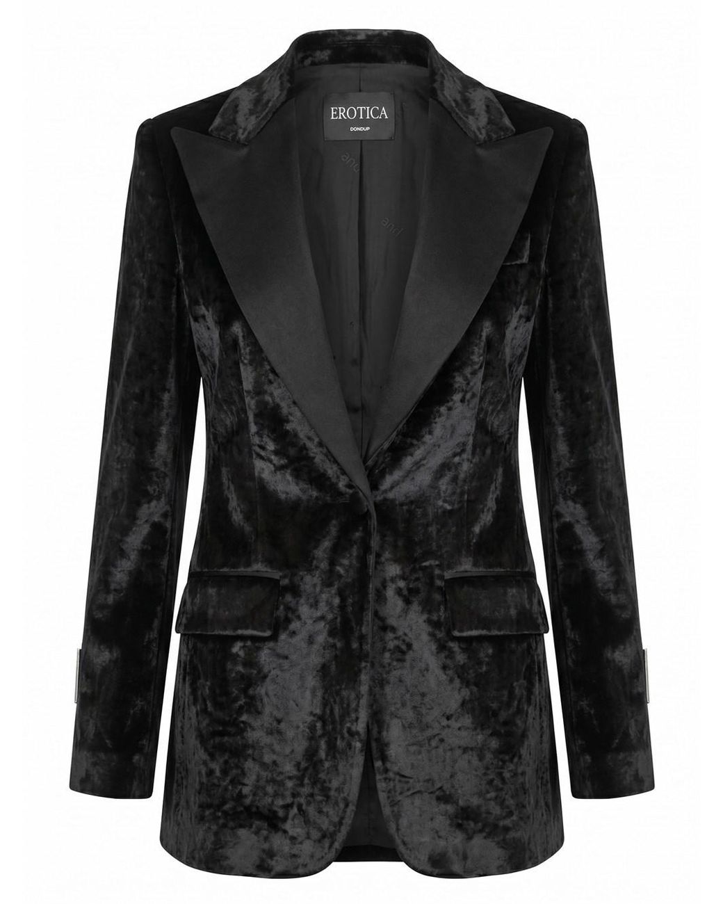 Dondup Black Single Breasted Velvet Blazer