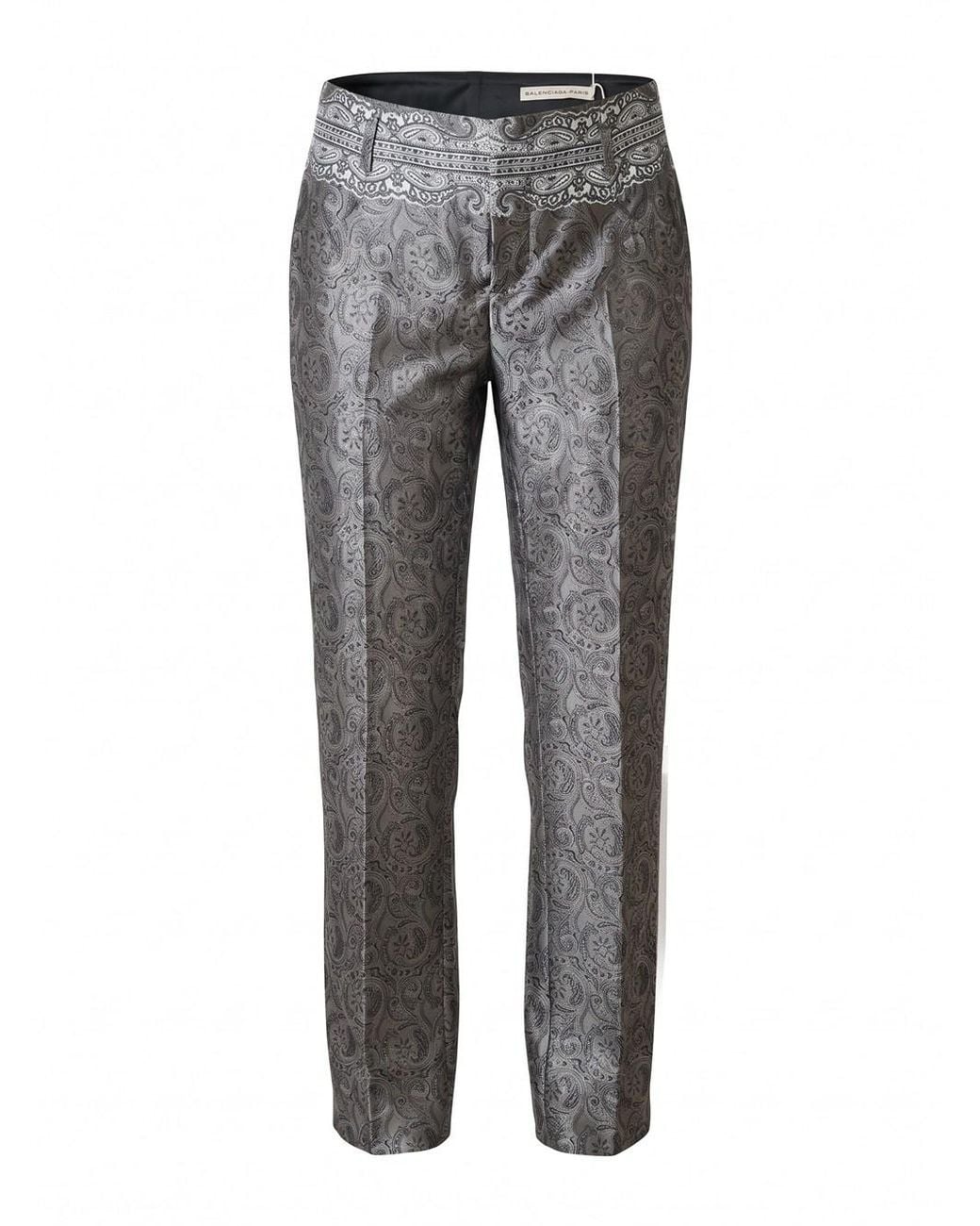Balenciaga Gray Spring 2006 Paisley Brocade Straight Pants