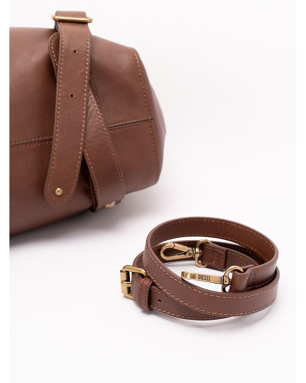DIESEL Brown D-One Medium Handbag