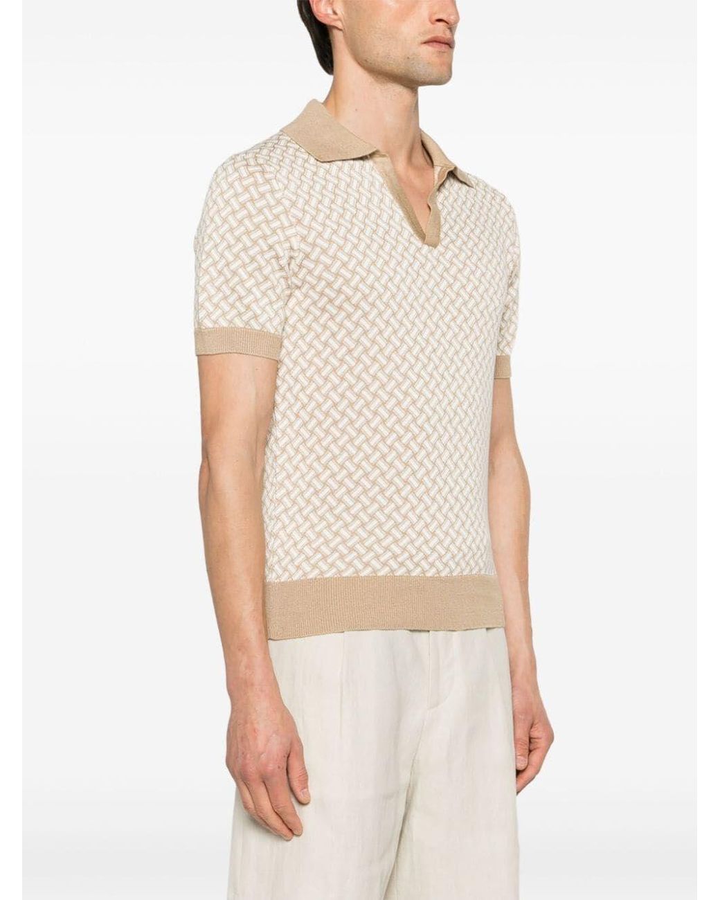 Drumohr Natural 'Razor Blade' Polo for men