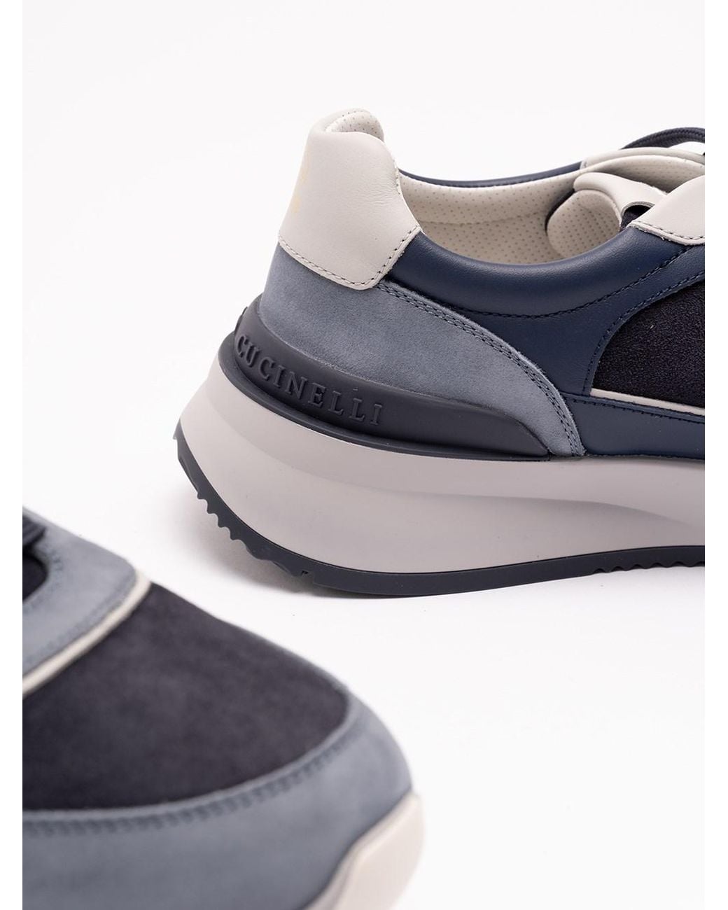 Brunello Cucinelli White Nubuck And Suede Sneakers for men