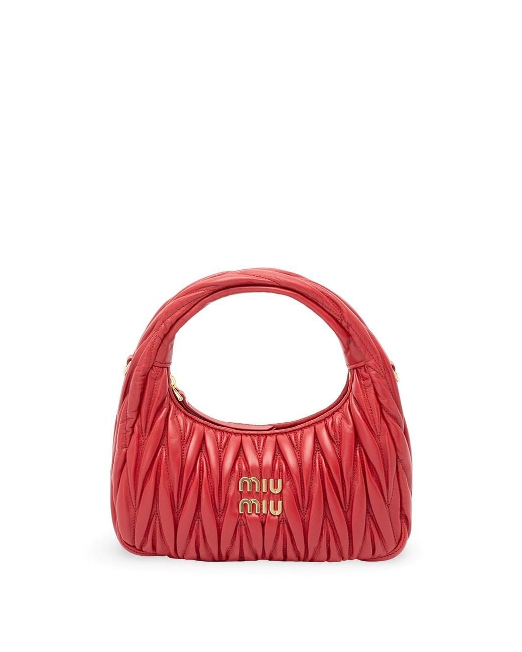 Miu Miu Red 'Wander' Matelassé Leather Hobo Bag