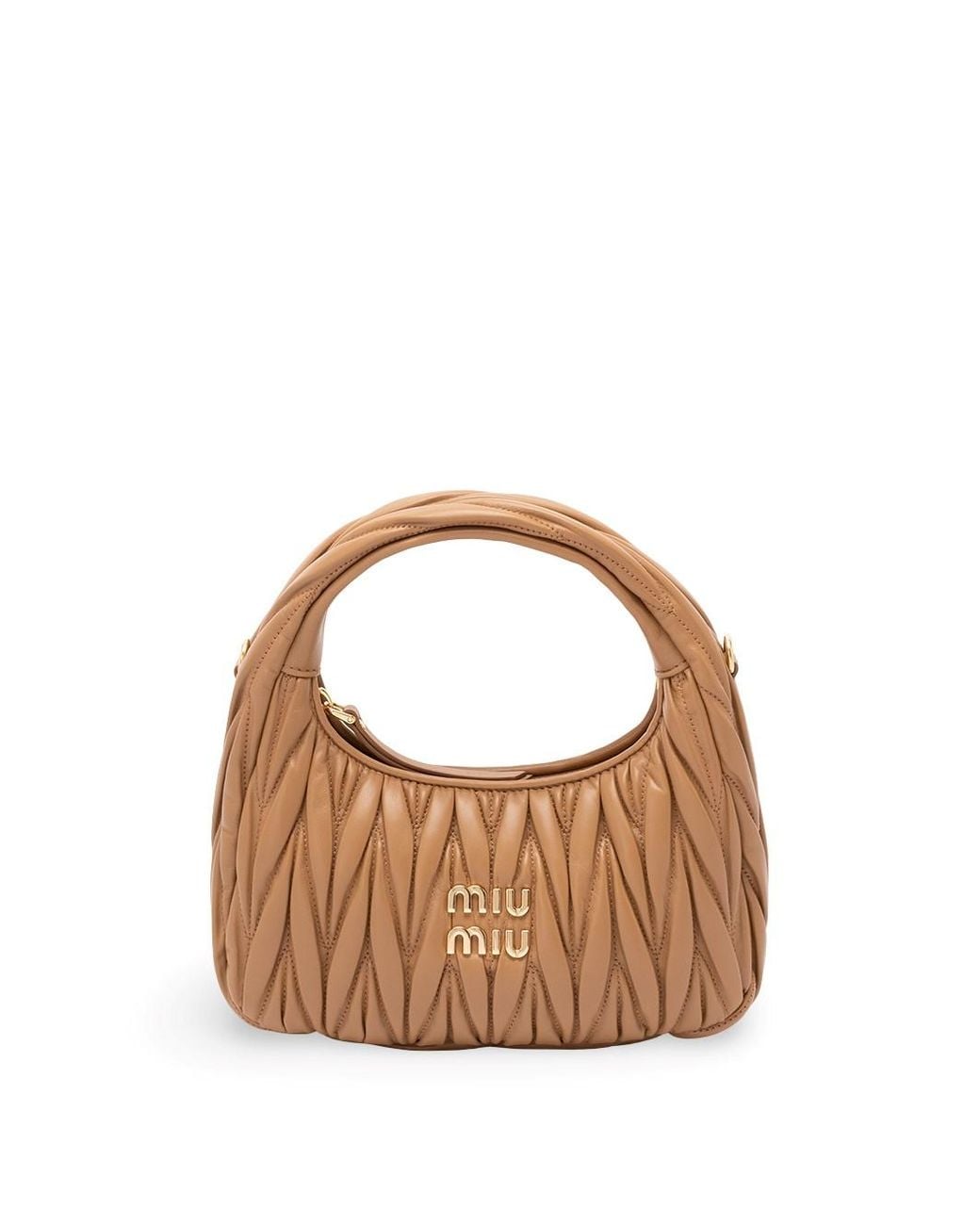 Miu Miu Brown 'Wander' Matelassé Leather Hobo Bag