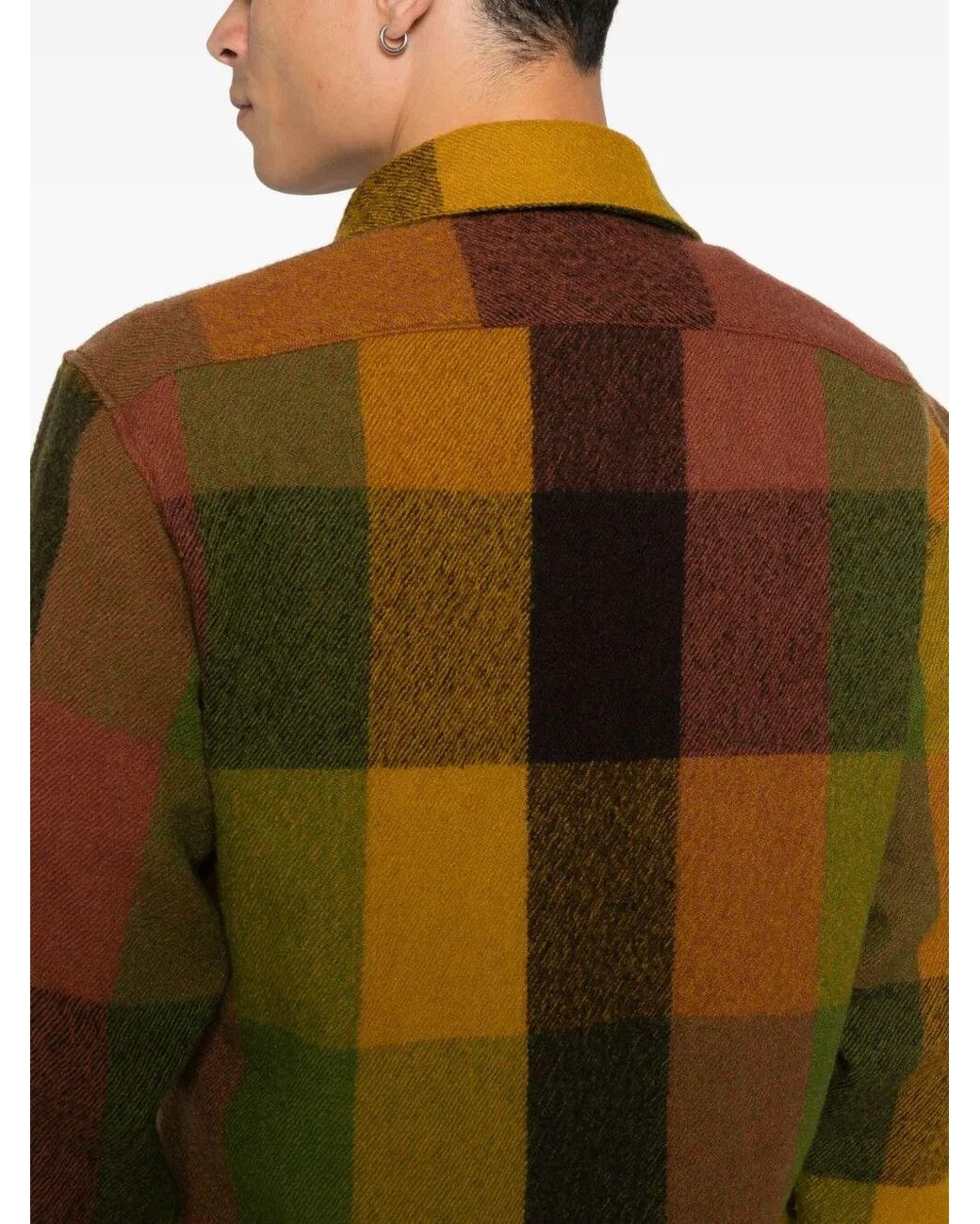 Xacus Green Wool Check Overshirt for men