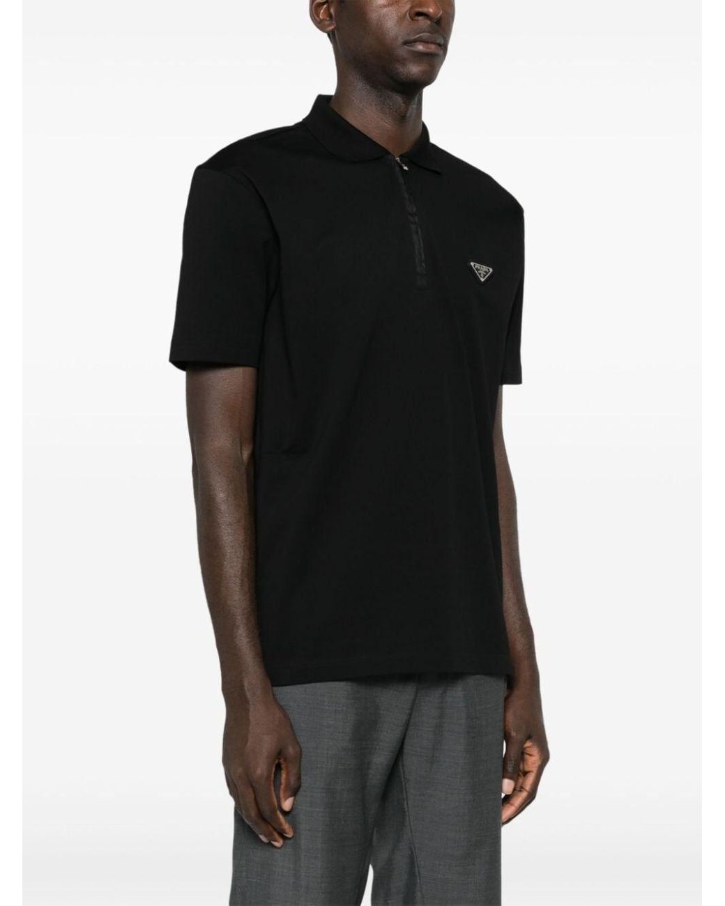 トップス prada black triangle logo polo shirt 24091157_54106465_600.jpg
