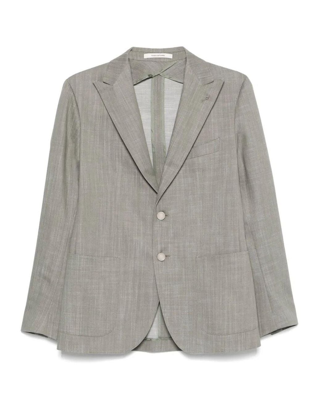 Tagliatore Gray Tailored Cotton Jacket With Notch Lapels for men