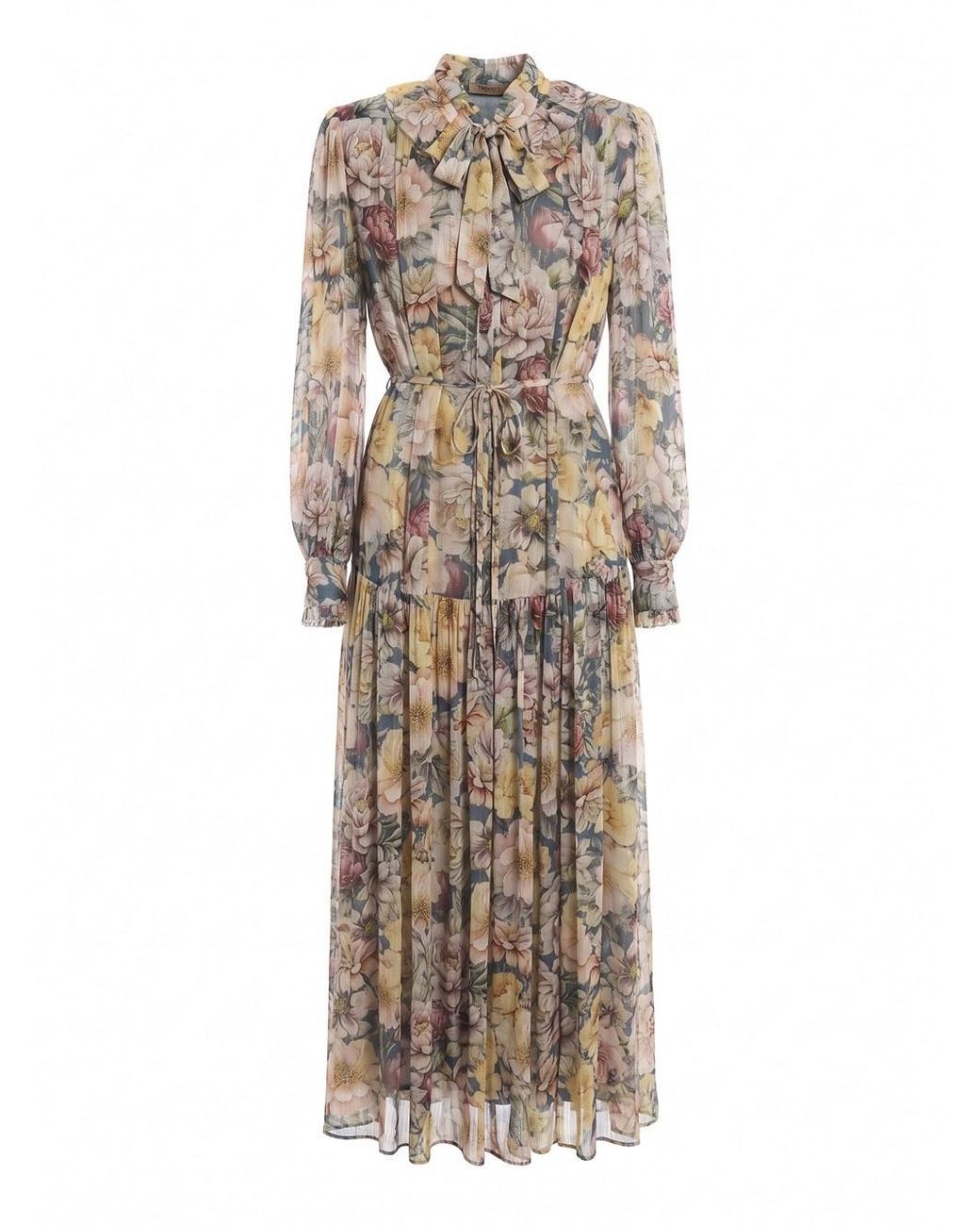Twinset Natural Floral Crepon Dress