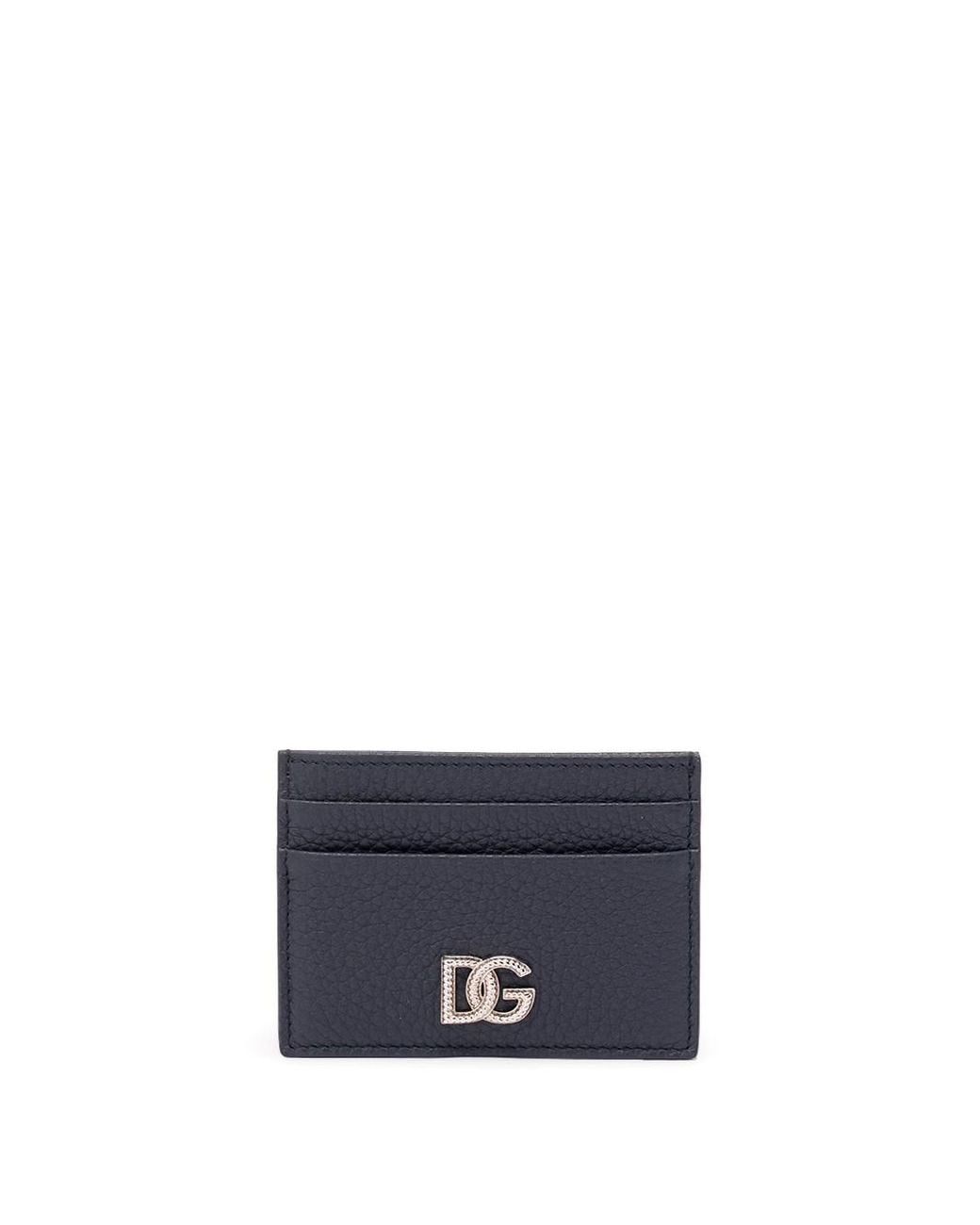 Dolce & Gabbana Blue Dolce & Gabbana Calfskin Card Holder With Logo for men