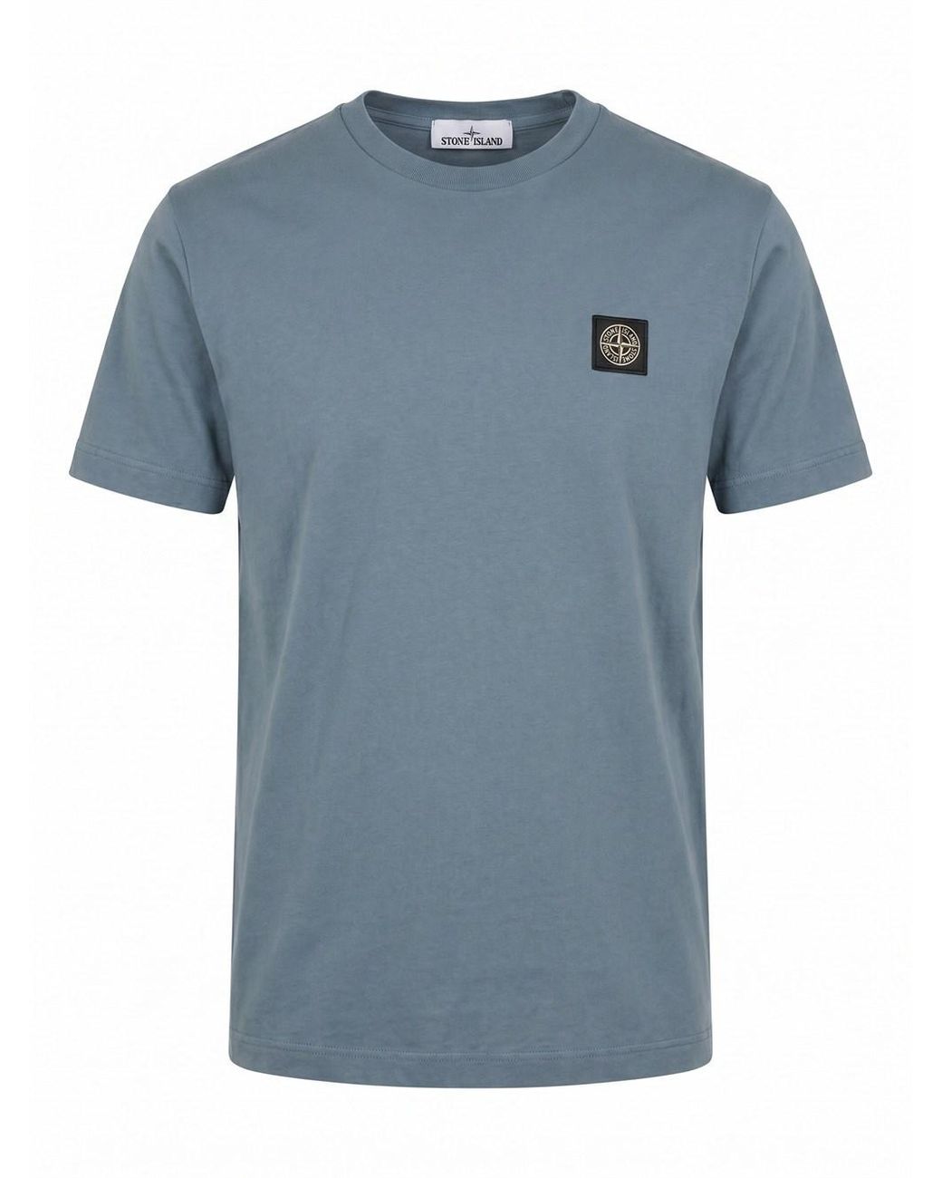 Stone Island Blue Cotton Jersey Garment Dyed T-Shirt for men