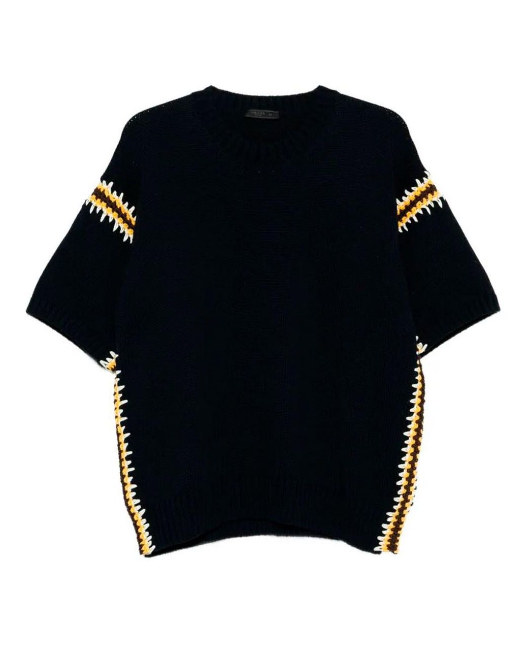 Prada Black Cotton Linen Polo Neck for men