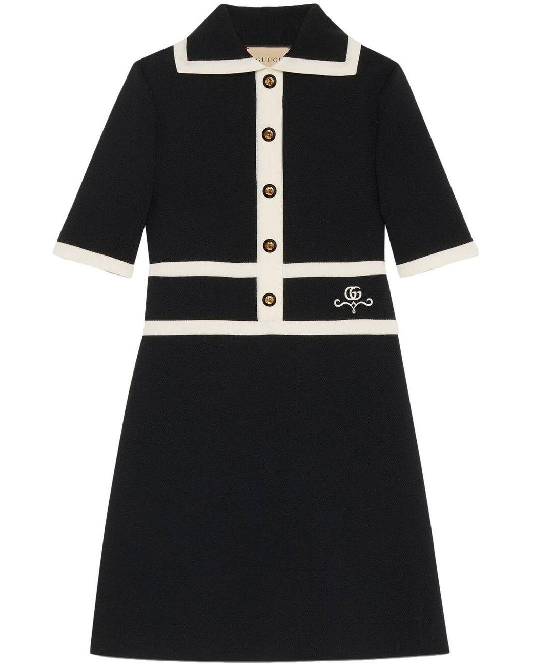 Gucci Collared Contrasttrim Dress in Black Lyst