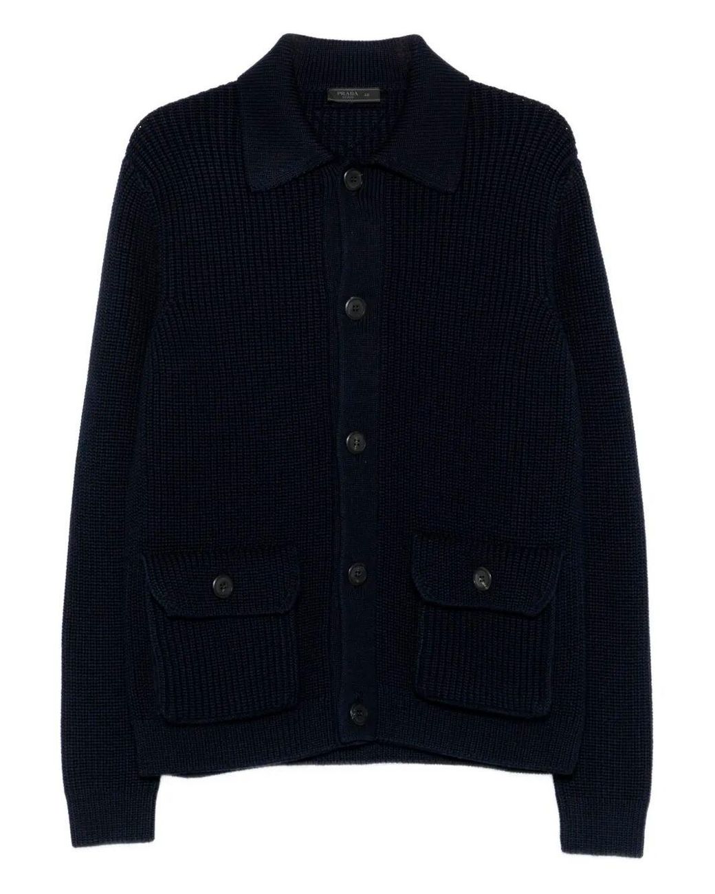 Prada Blue Wool Cardigan for men