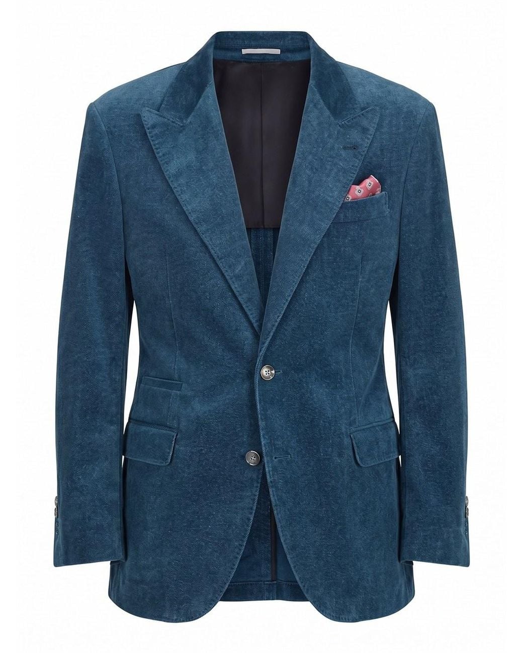 Brunello Cucinelli Blue Denim-Effect Tailor Blazer for men