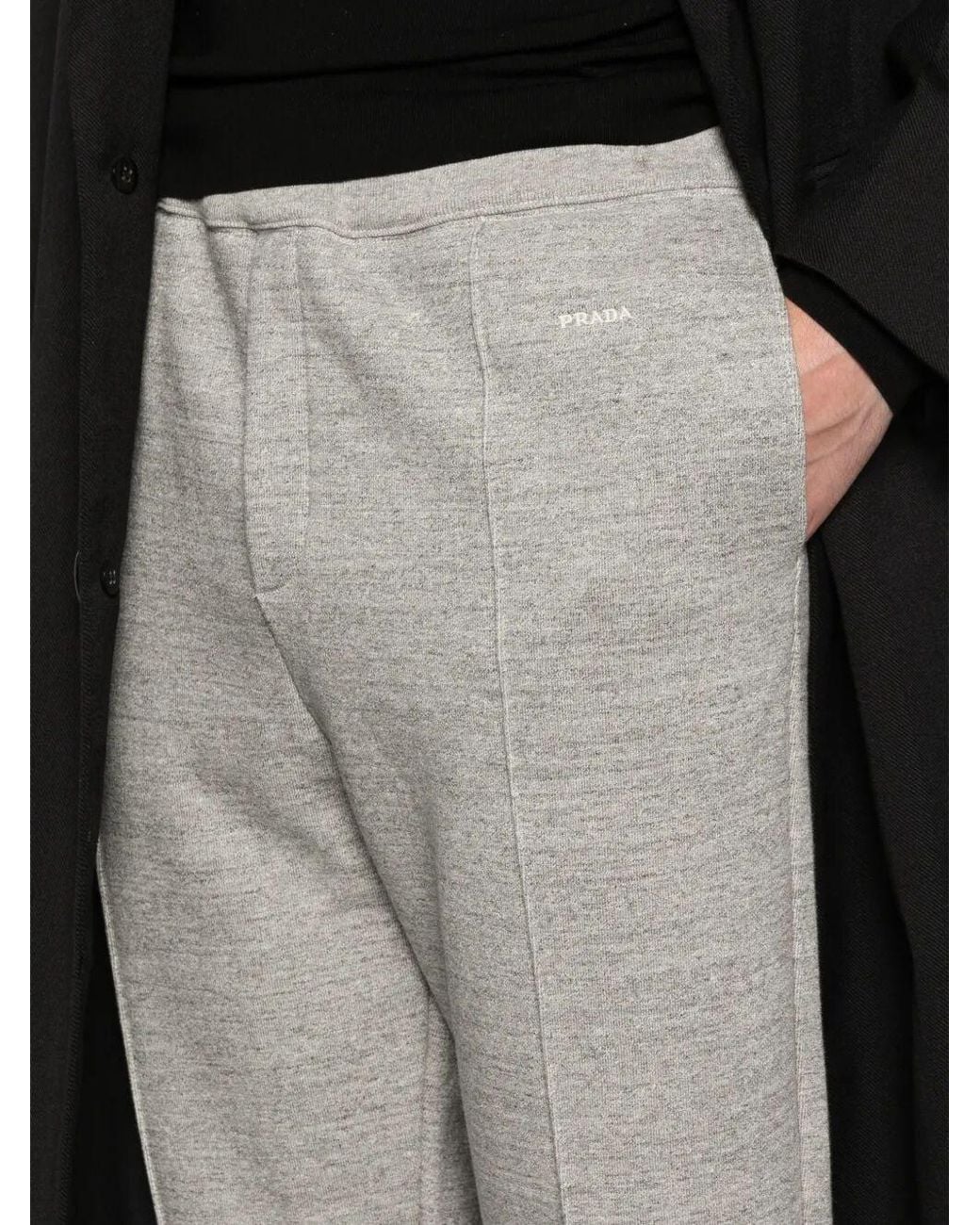 Prada Gray Cotton Fleece Pants for men