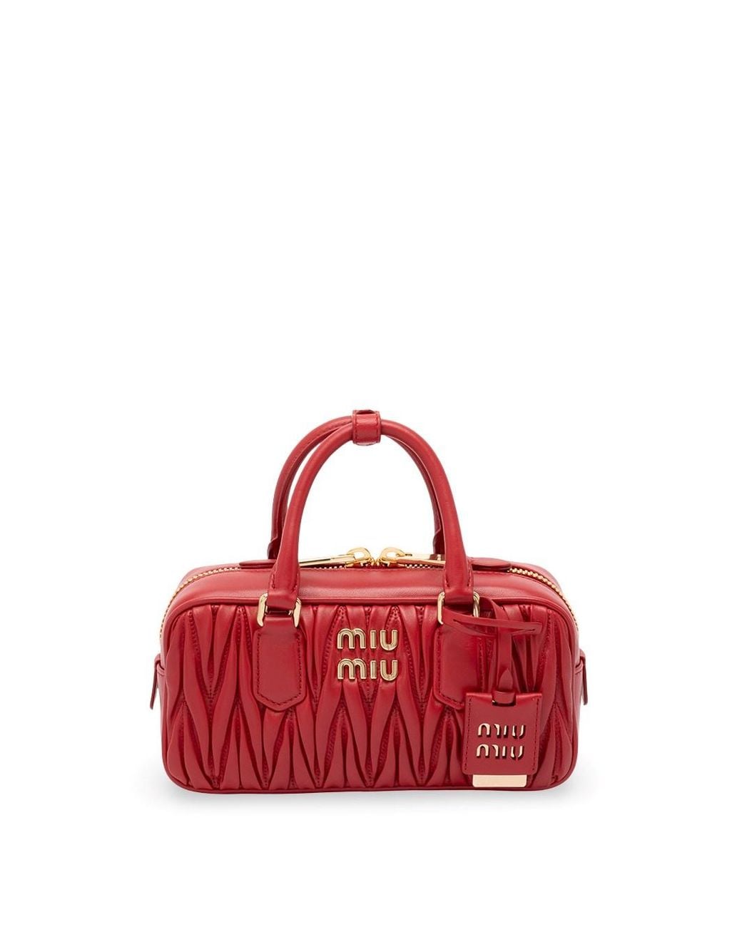 Miu Miu Red 'Arcadie' Matelassé Nappa Leather Bag