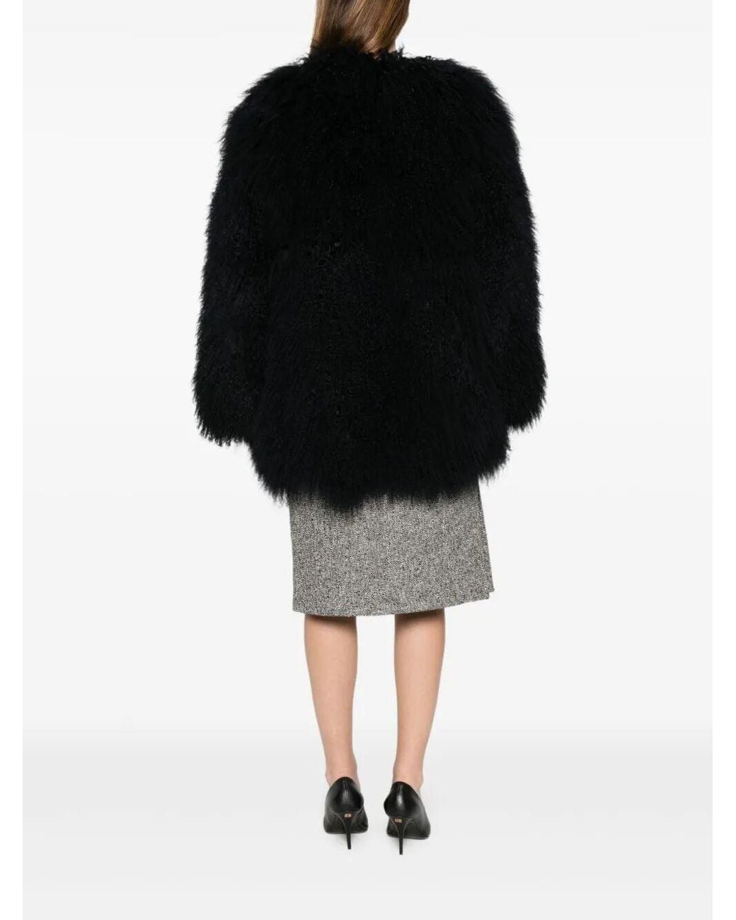 Numerootto Black 'Mongolia' Midi Coat Without Collar