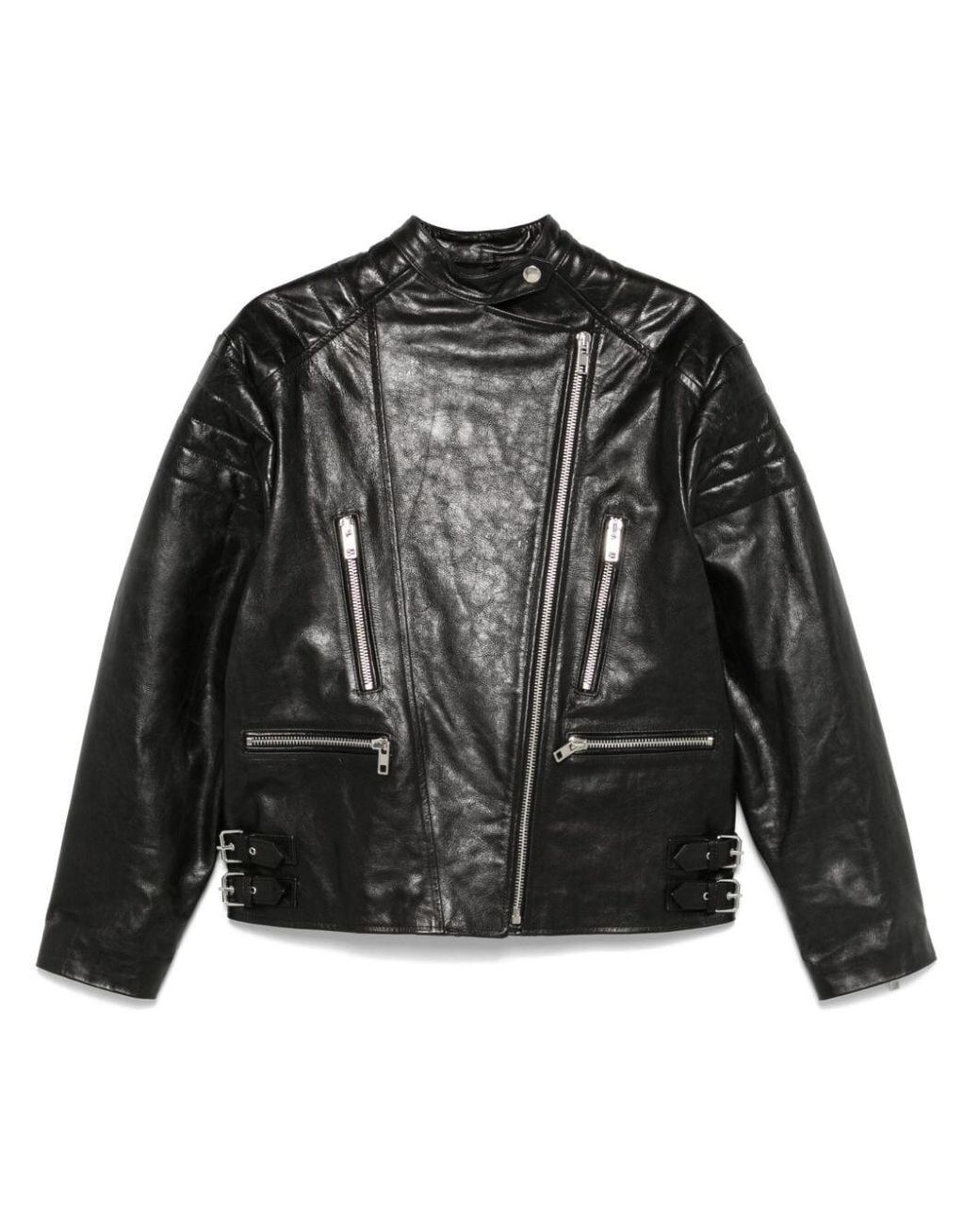 Twinset Black Leather-Like Biker Jacket