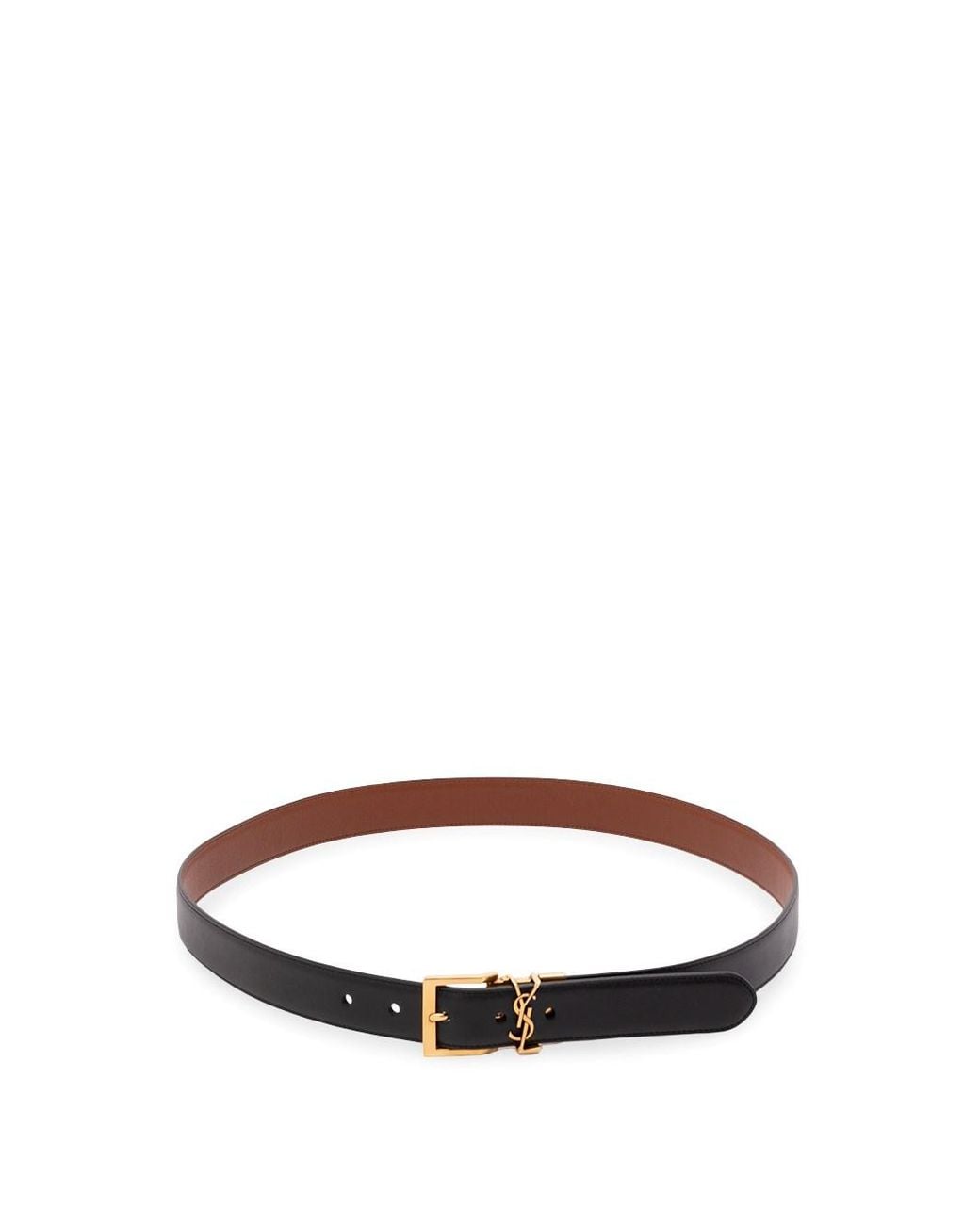 Saint Laurent White Cassandre Vadim Reversible Belt for men