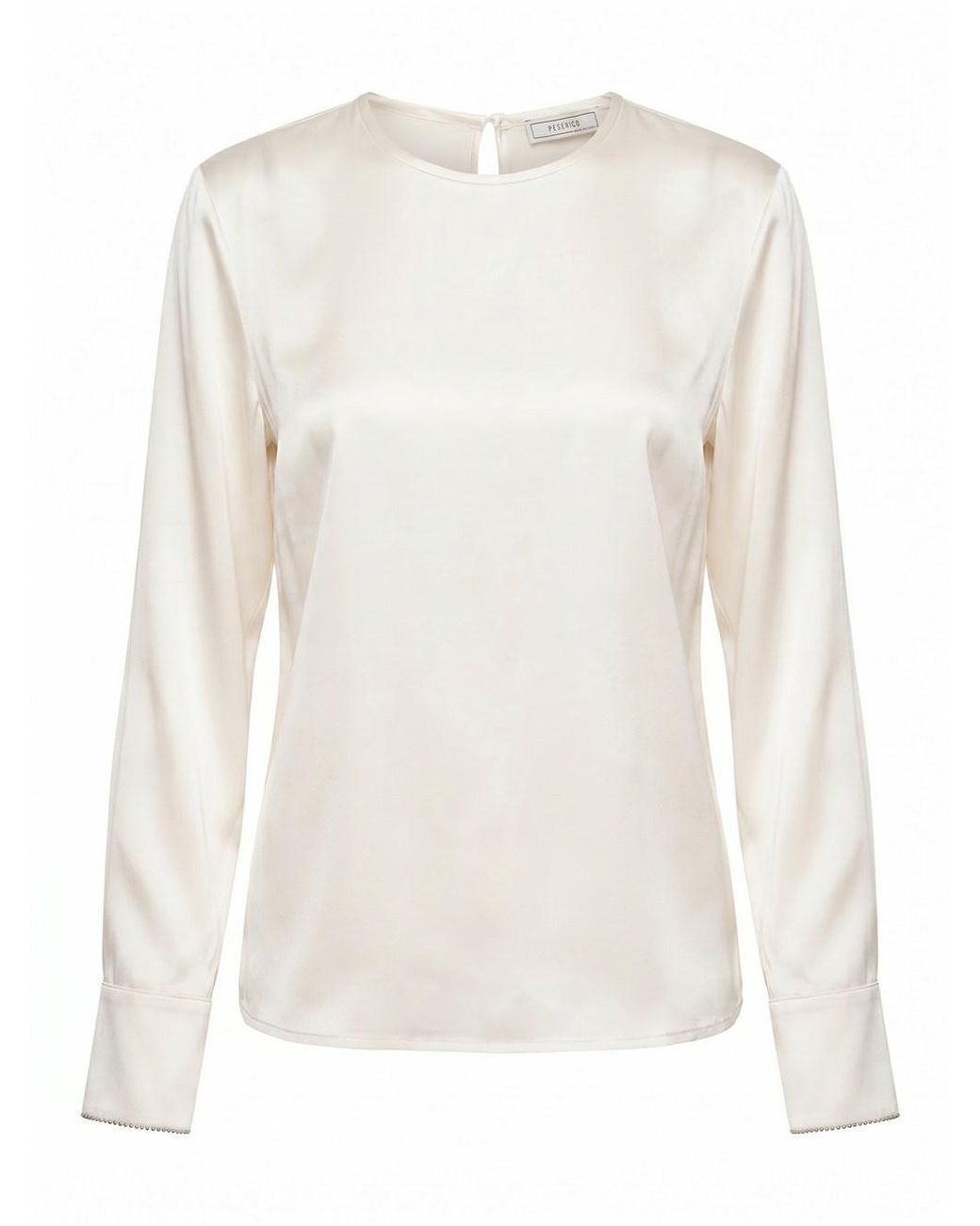 Peserico White Stretch Silk Satin Blouse