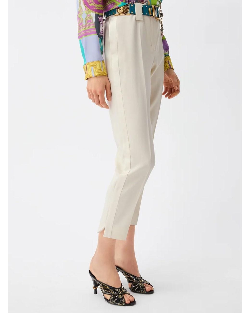 Versace White Stretch Wool Trousers