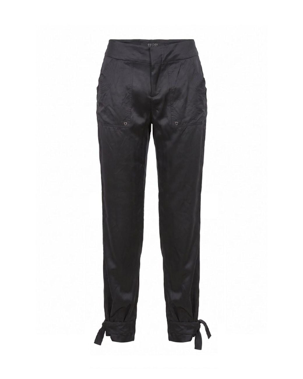 Gucci Black Satin Bow Detail Pants