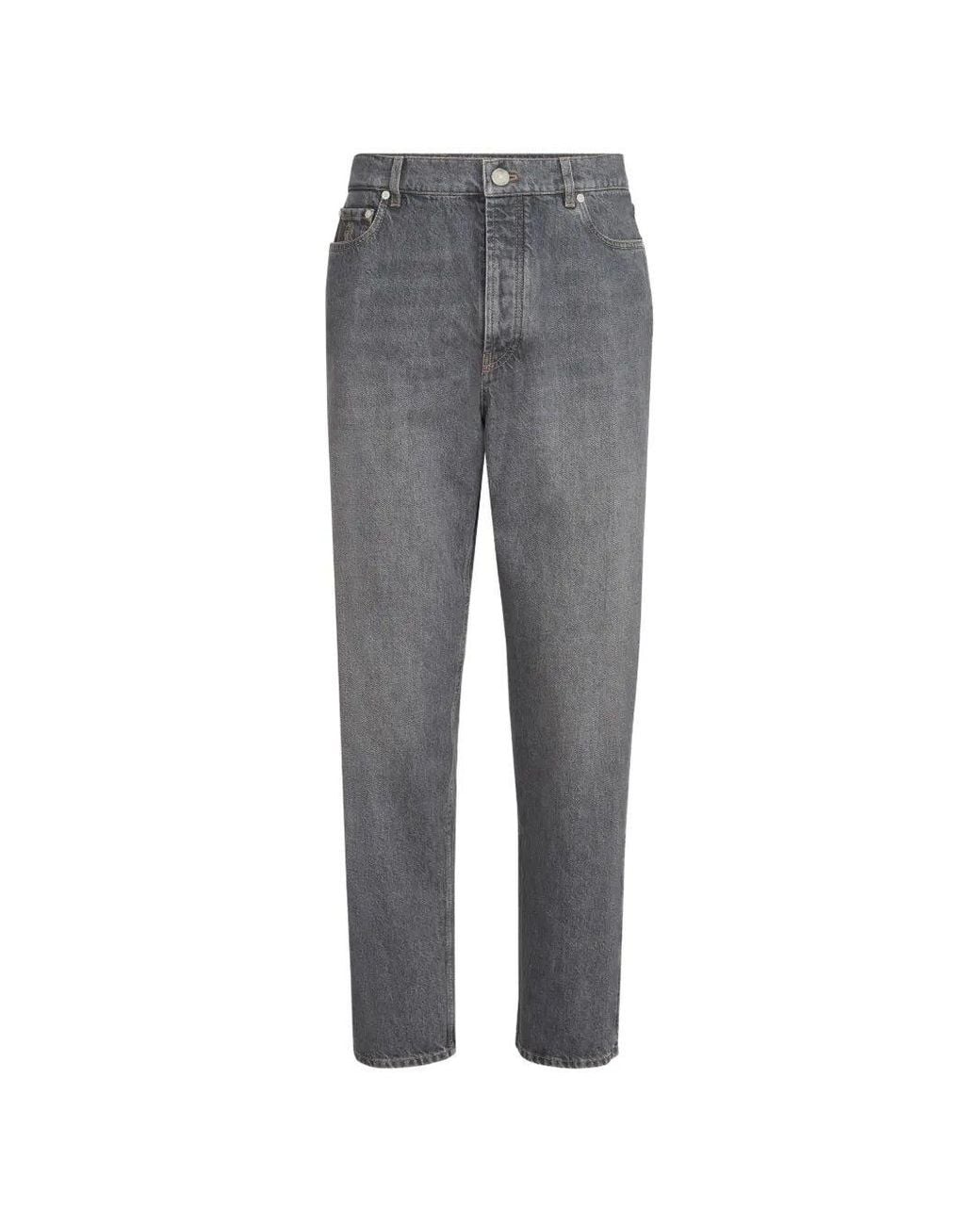 Brunello Cucinelli Gray Denim Cotton Jeans for men
