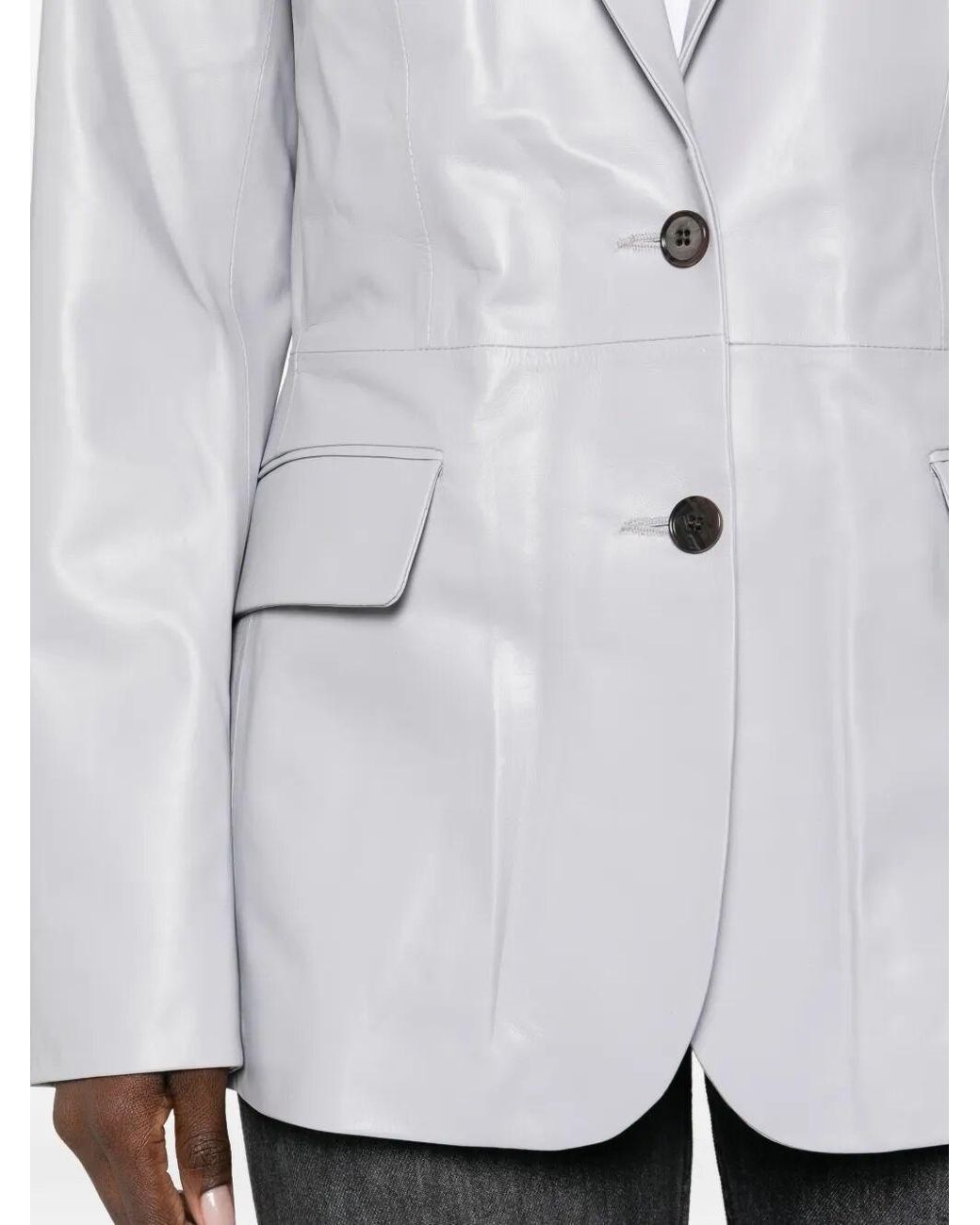 Desa Nineteenseventytwo Gray Leather Classic Blazer
