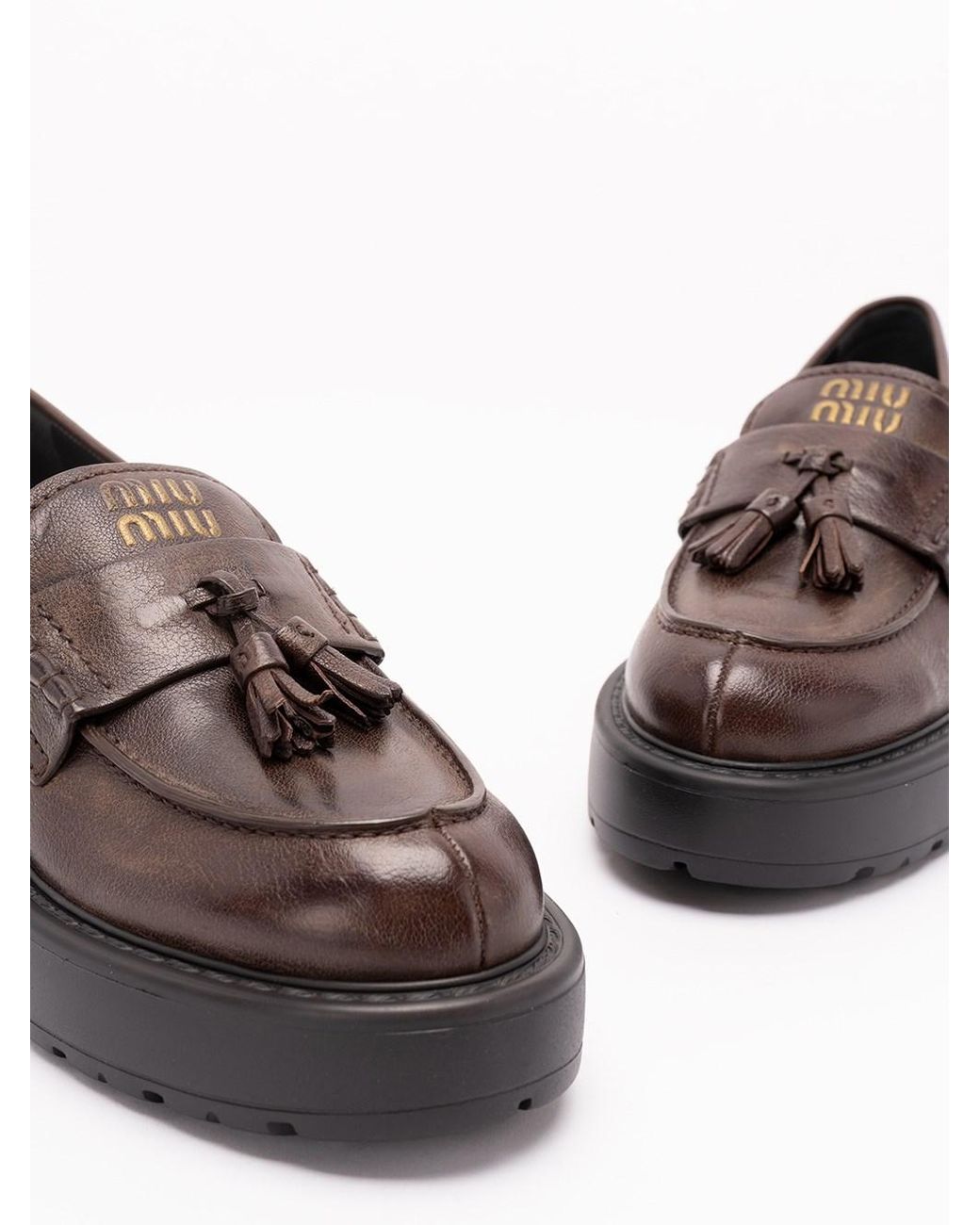Miu Miu Brown Leather Loafers