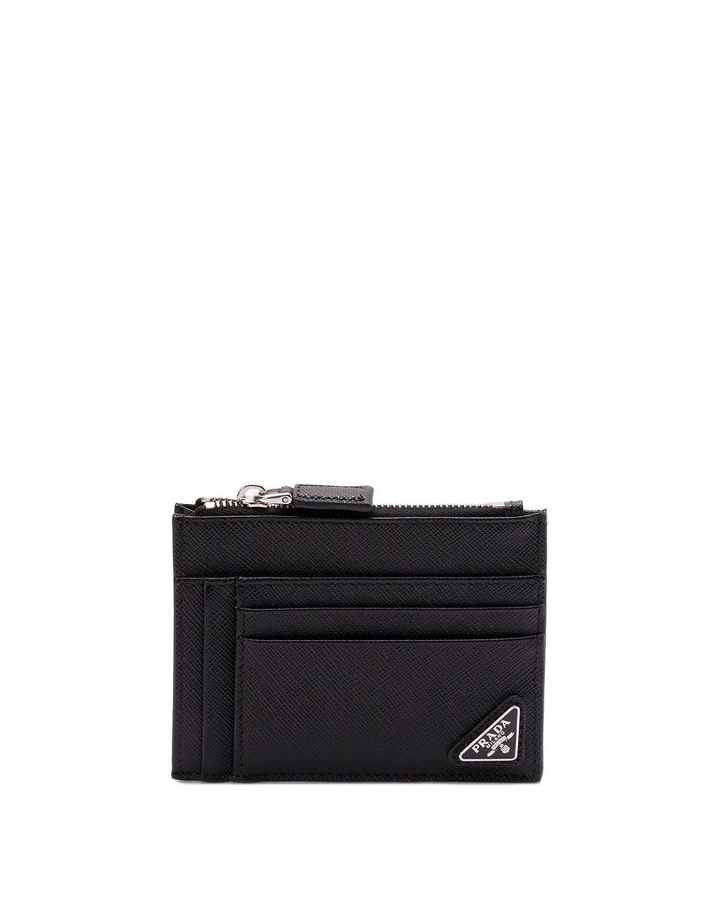 Prada Black Saffiano Leather Card Holder for men
