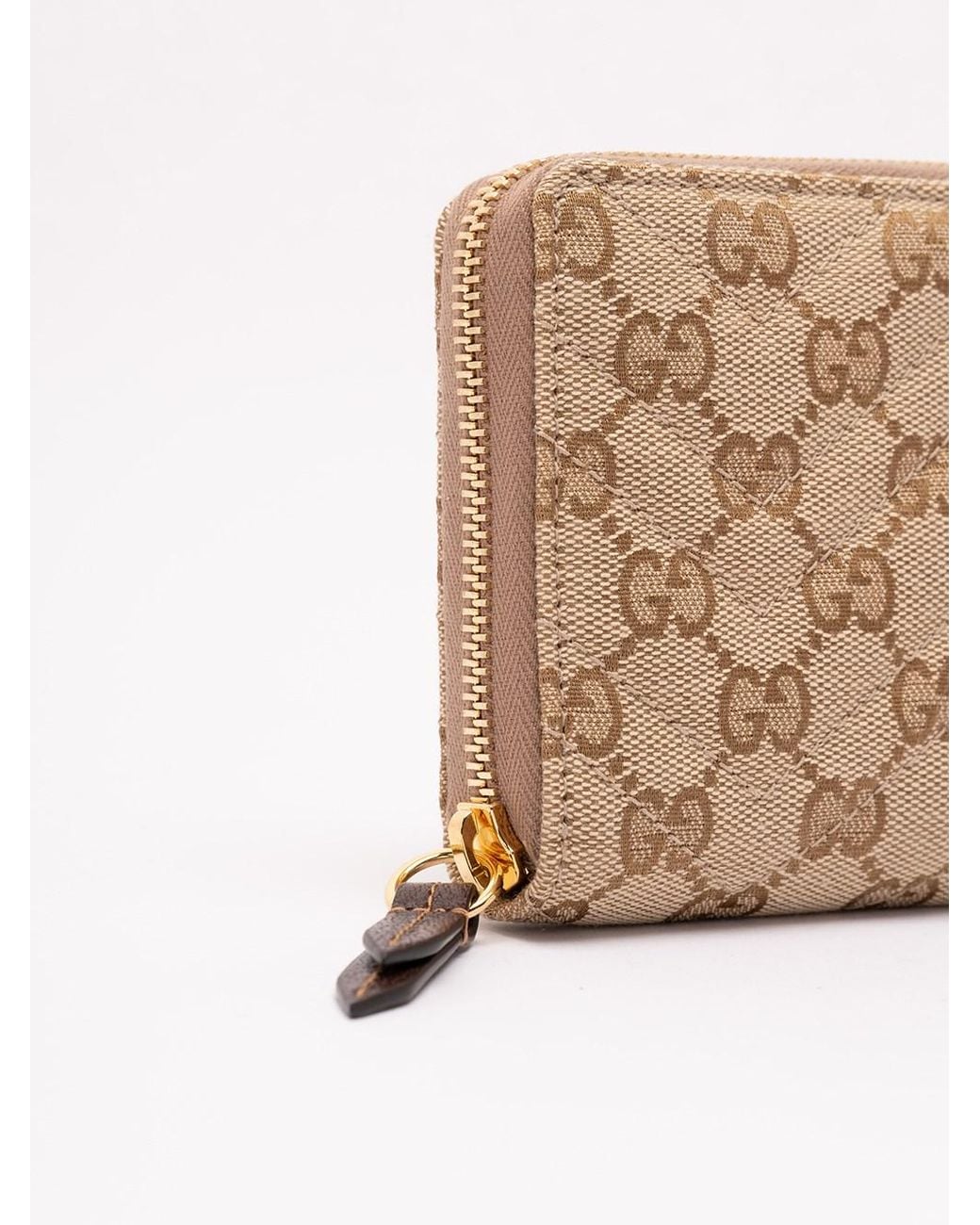 Gucci Natural Gg Marmont Zip Around Wallet