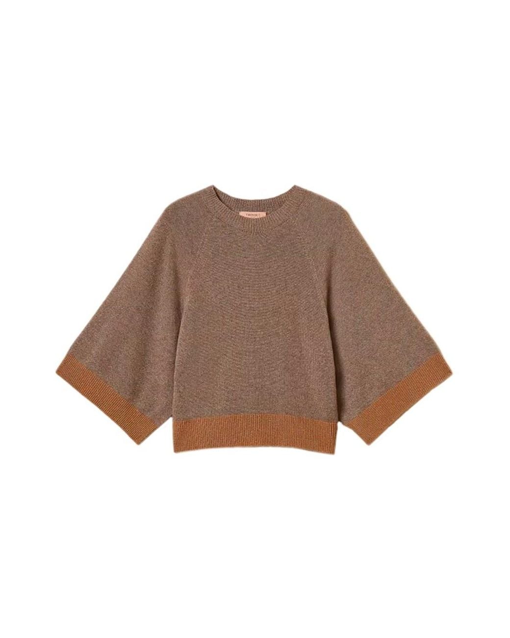 Twinset Purple Cropped Sweater With Lurex