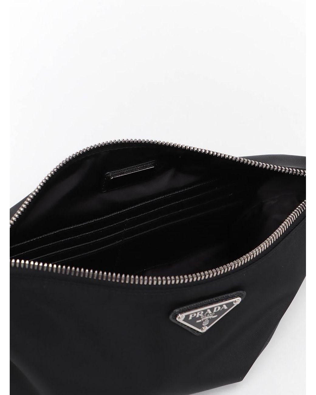 Prada Black Re-Nylon And Saffiano Pouch for men