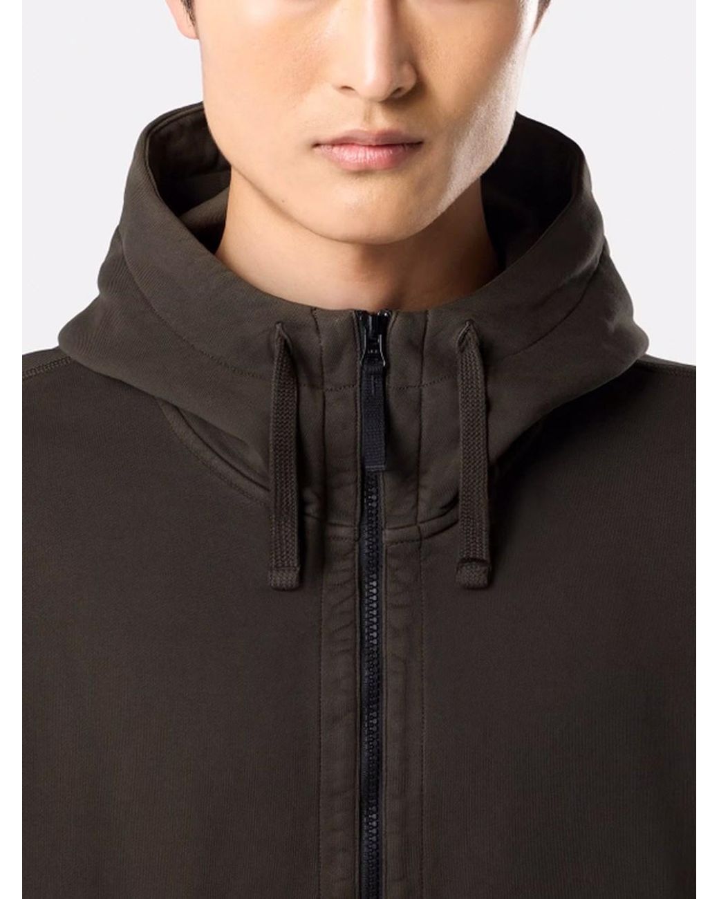 Stone Island Gray Organic Cotton Fleece Hoodie Sweatshirt for men