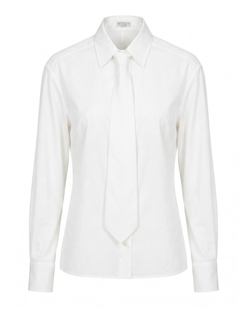 Brunello Cucinelli White Shirt With Tie And Monili
