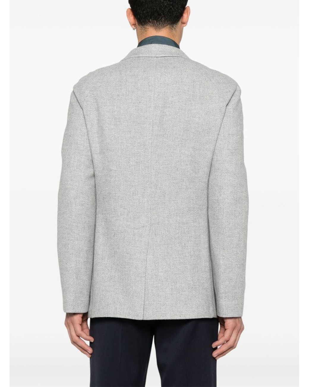 Tagliatore Gray Double-Breasted Tailored Wool Blend Jacket for men