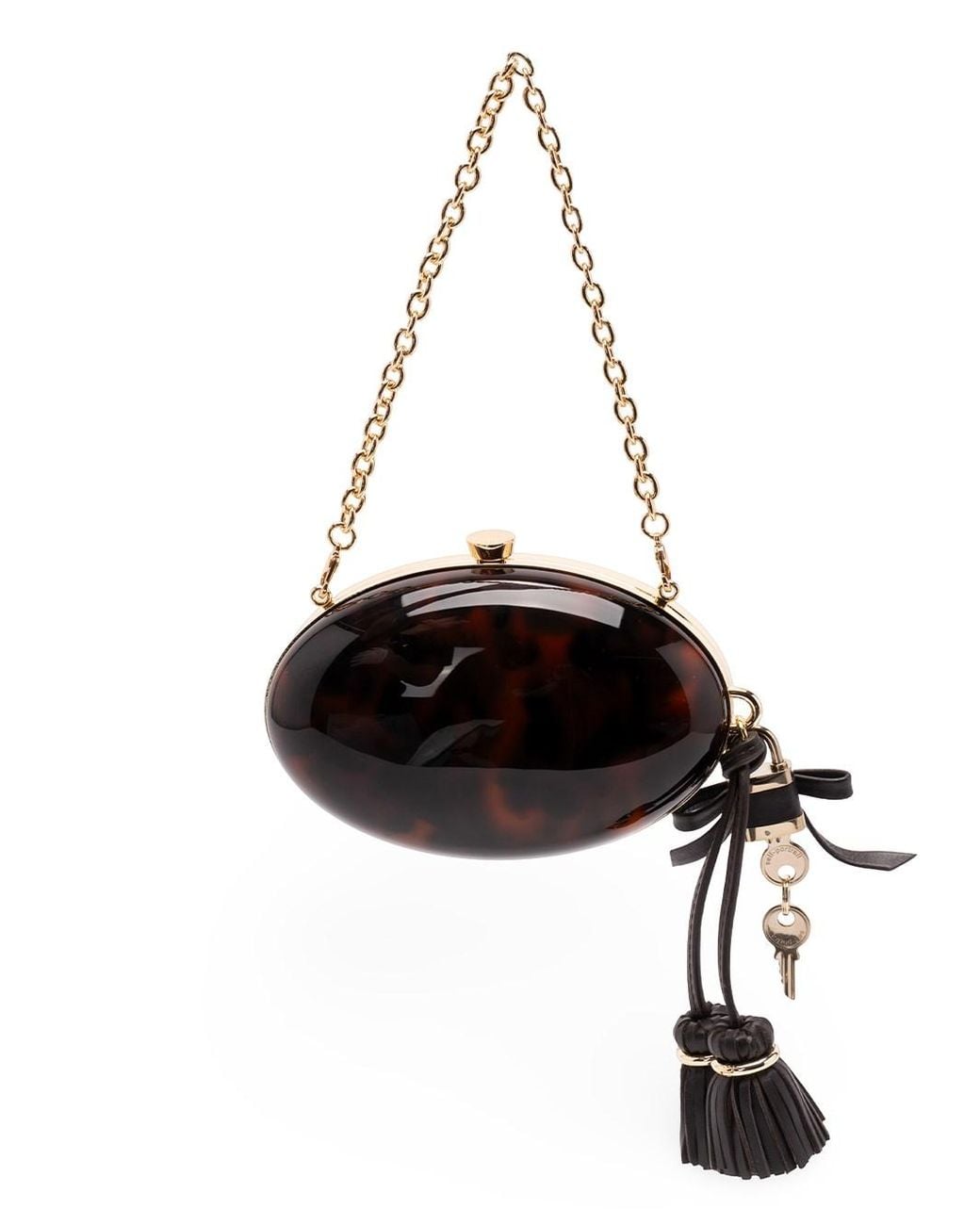 Self-Portrait Black Resin Oval Clutch