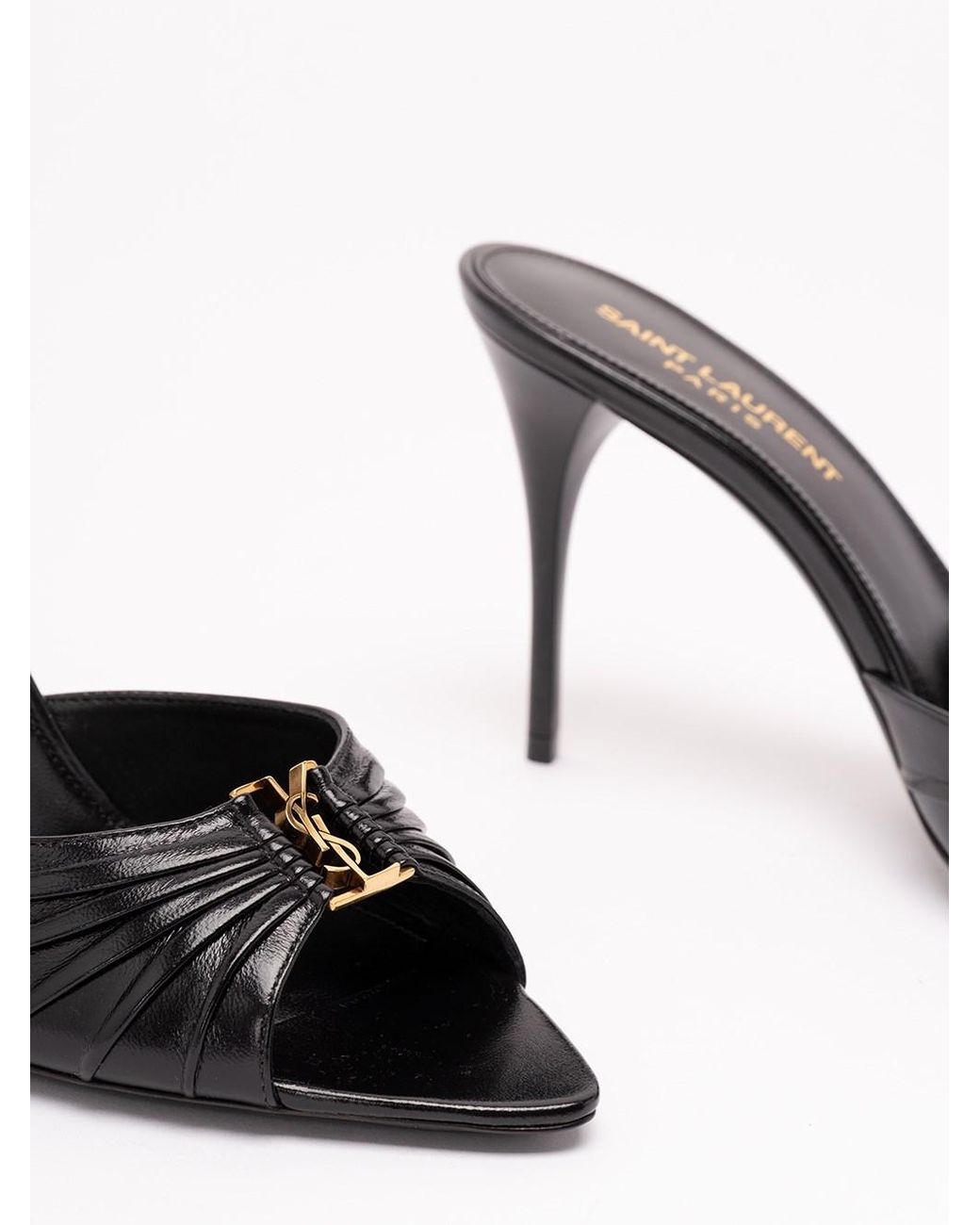 Saint Laurent White Babylone Mules