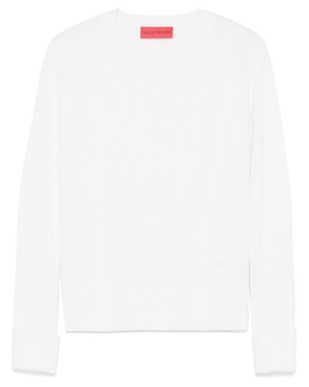 Wild Cashmere White Crew-Neck Sweater