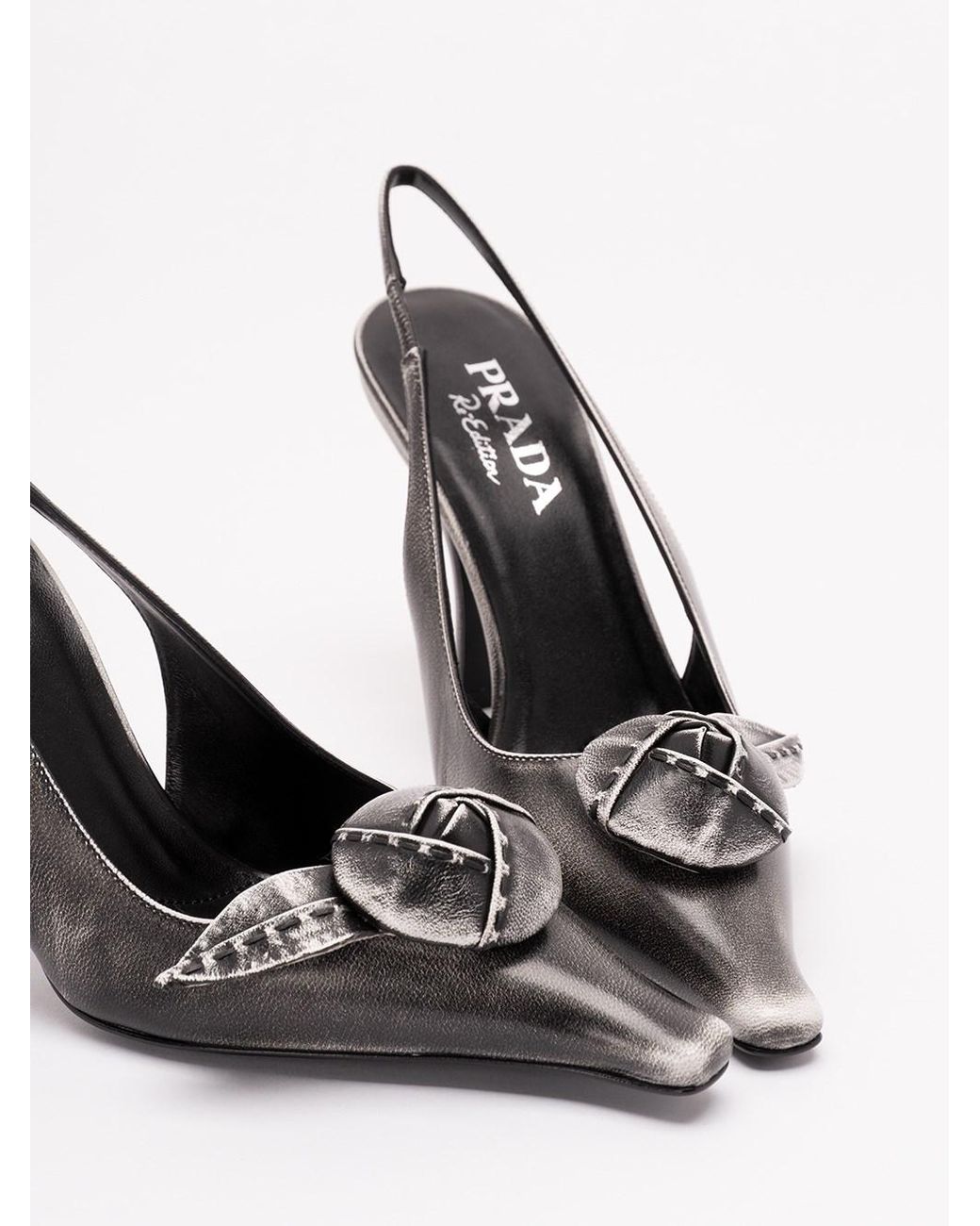 Prada White Leather Slingback Pumps