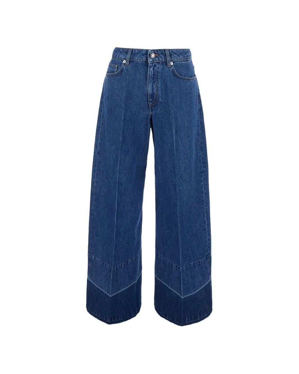 Givenchy Blue Chevron-Stitch Wide-Leg Jeans