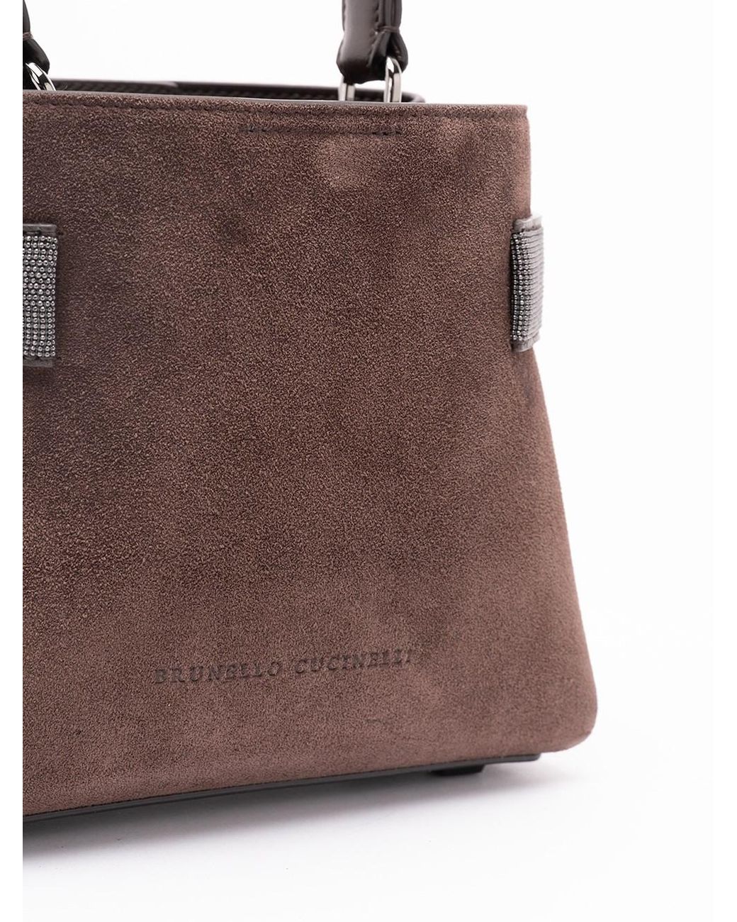 Brunello Cucinelli Brown Small Top-Handle Essence Bag