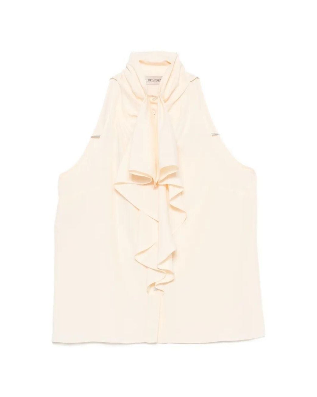 Alberta Ferretti White Ruffled Halterneck Top