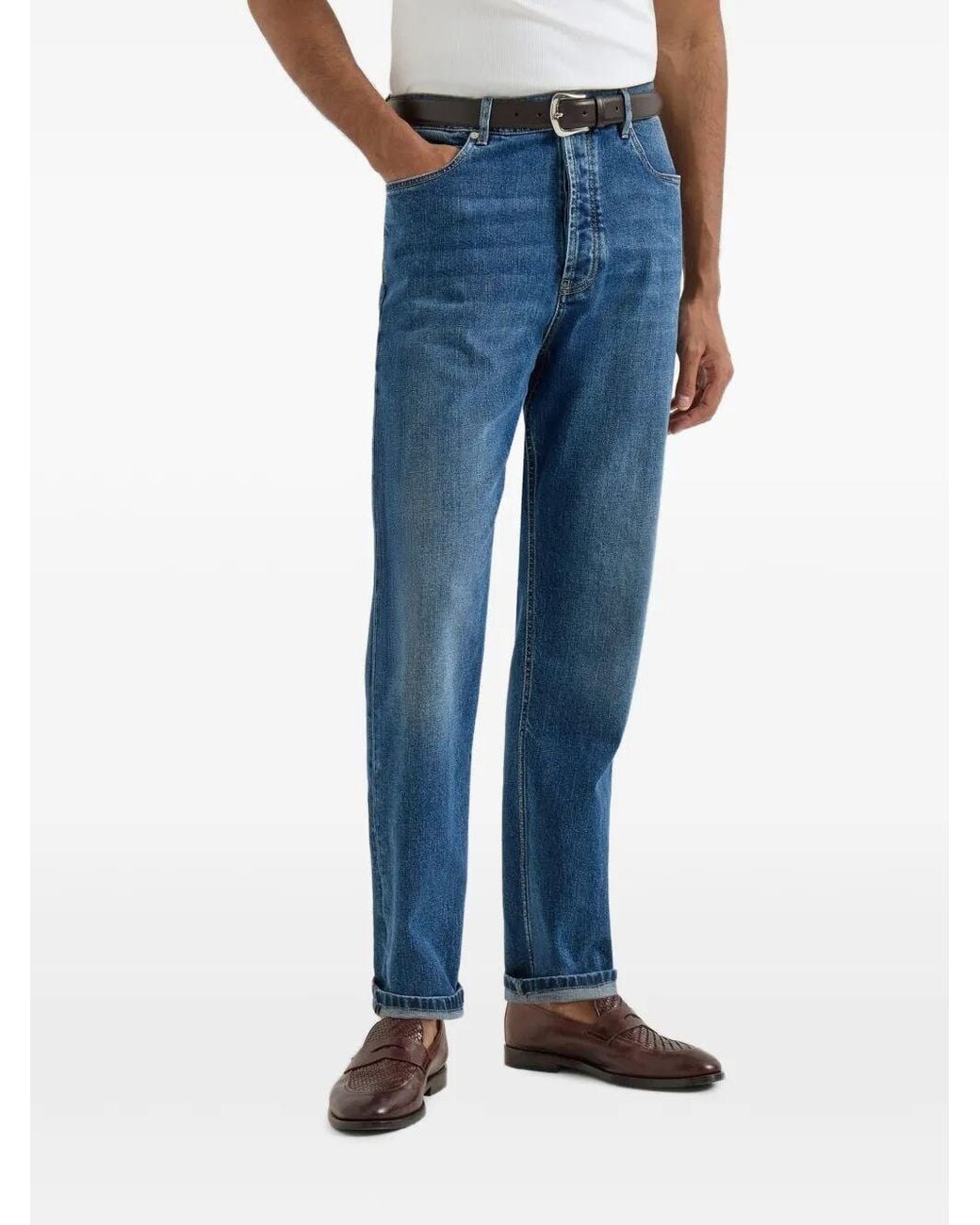 Brunello Cucinelli Blue Denim Pants for men