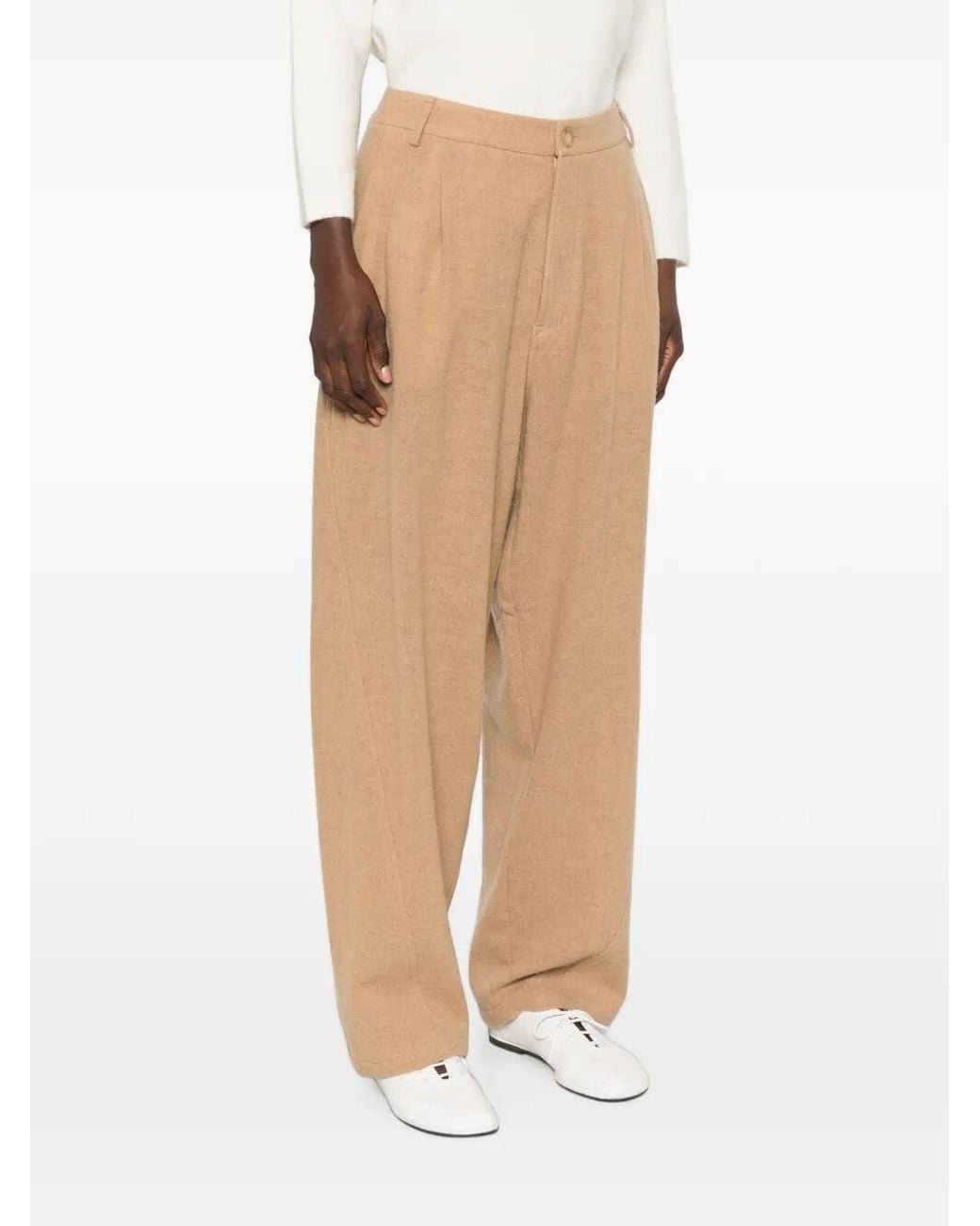 DARKPARK White Phebe Cashmere Wool Wide-Leg Pants