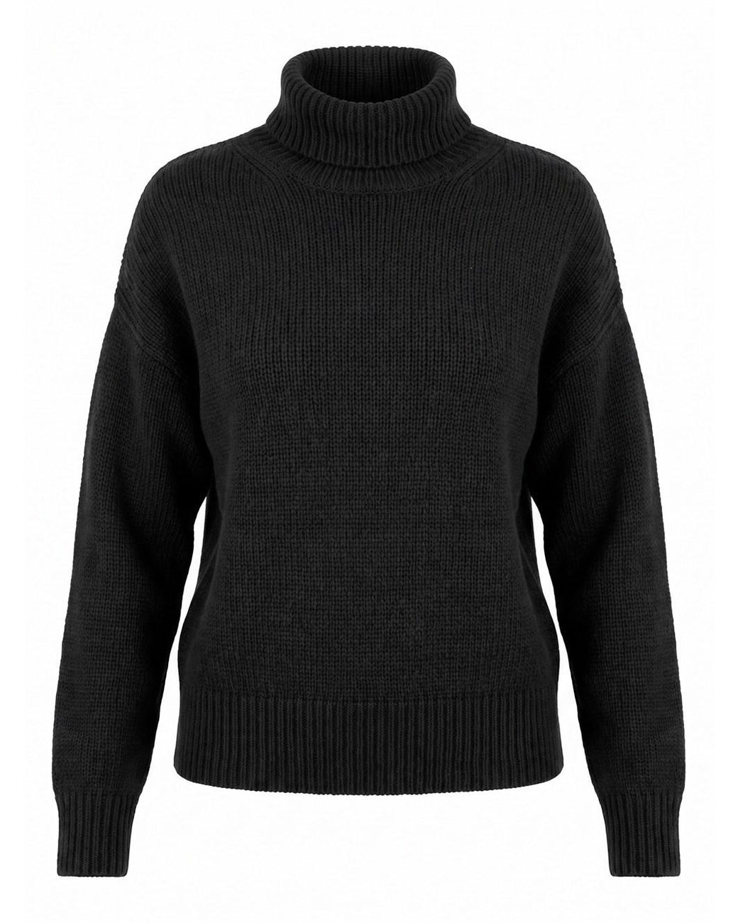 Sa Su Phi Black Raglan High Neck Sweater With Back Slit
