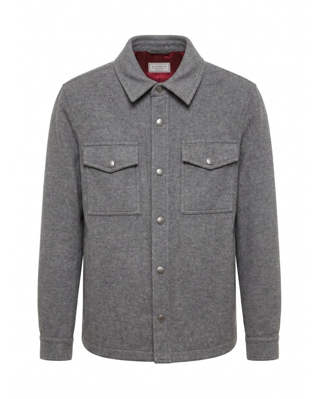 Brunello Cucinelli Gray Shirt-Style Outerwear Jacket for men