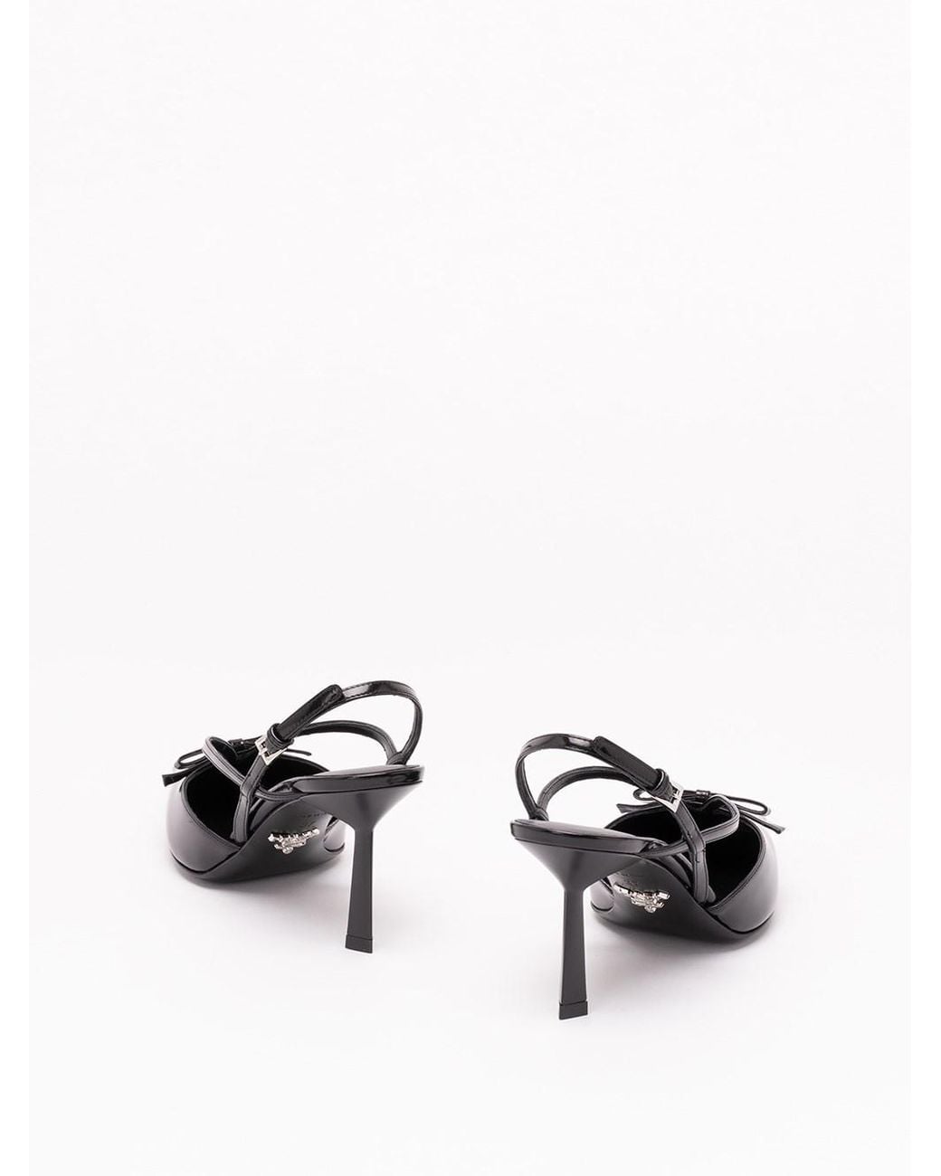 Prada White Brushed Leather Slingback Pumps