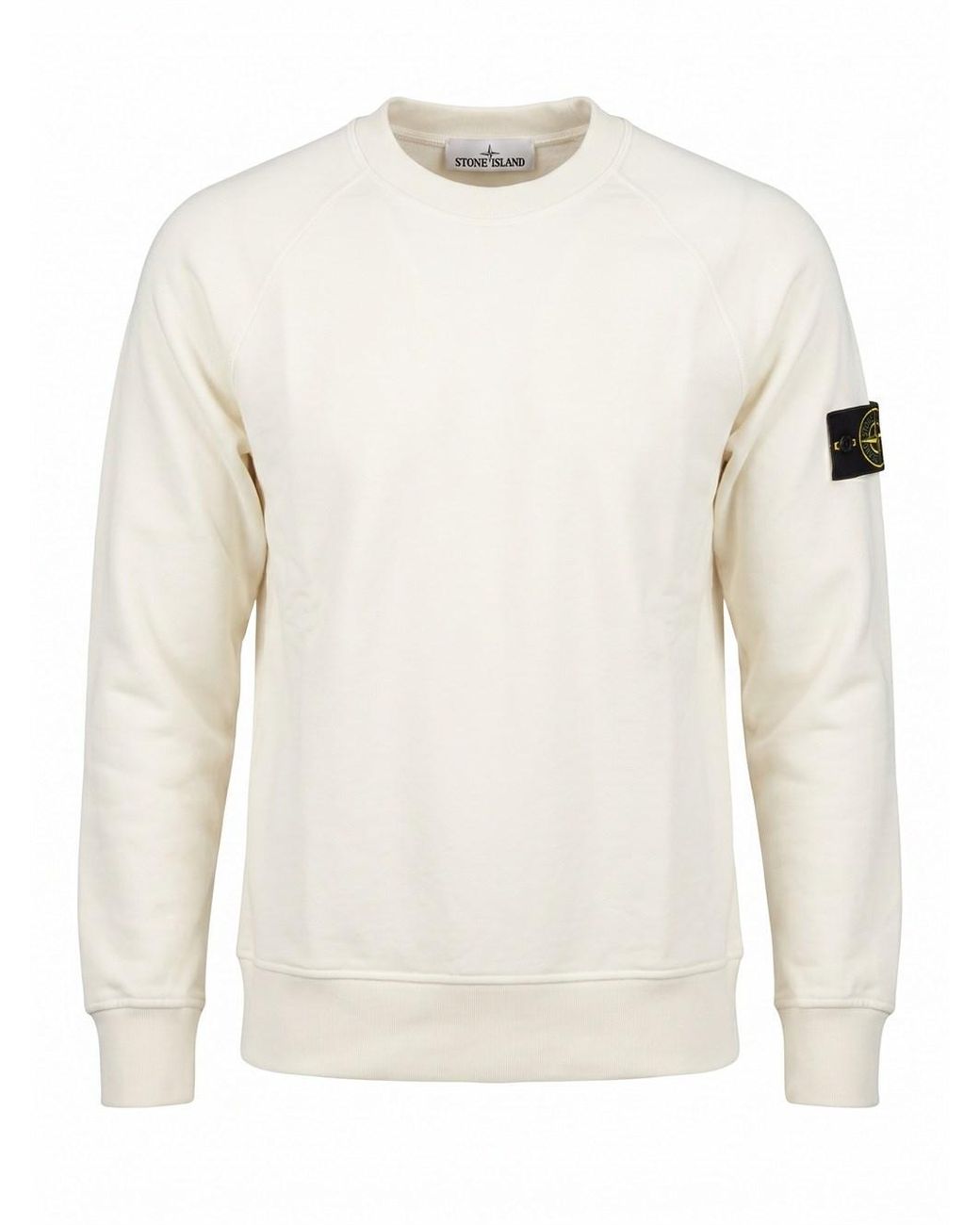 Stone Island White Organic Cotton Fleece Sweatshirt for men
