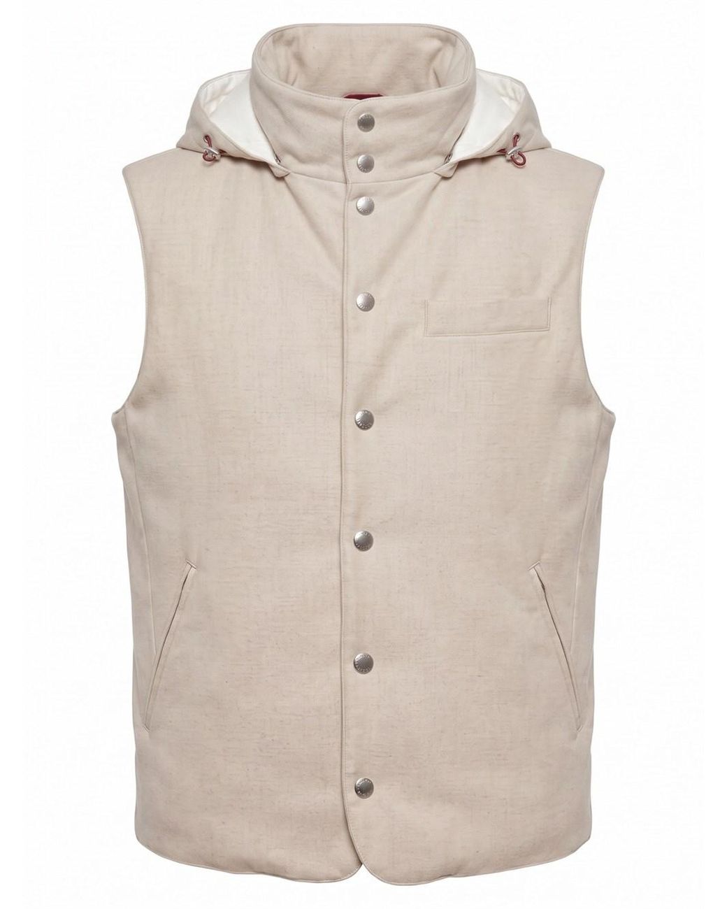 Brunello Cucinelli Gray Hooded Wool Flannel Down Vest for men