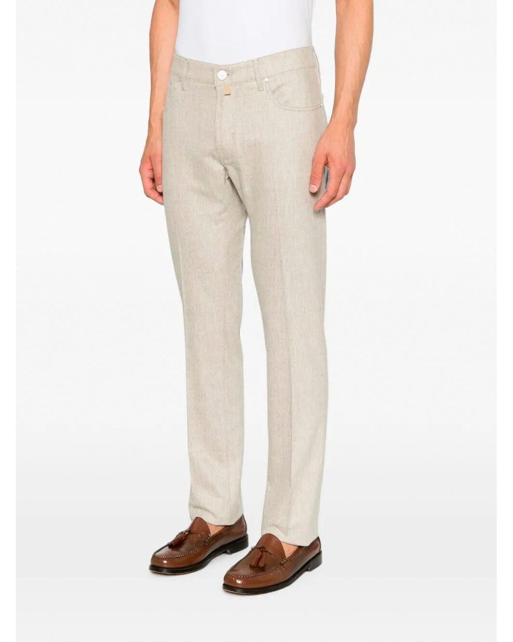 Jacob Cohen White 'Bard Fast' Slim Fit 5-Pocket With Zipper for men